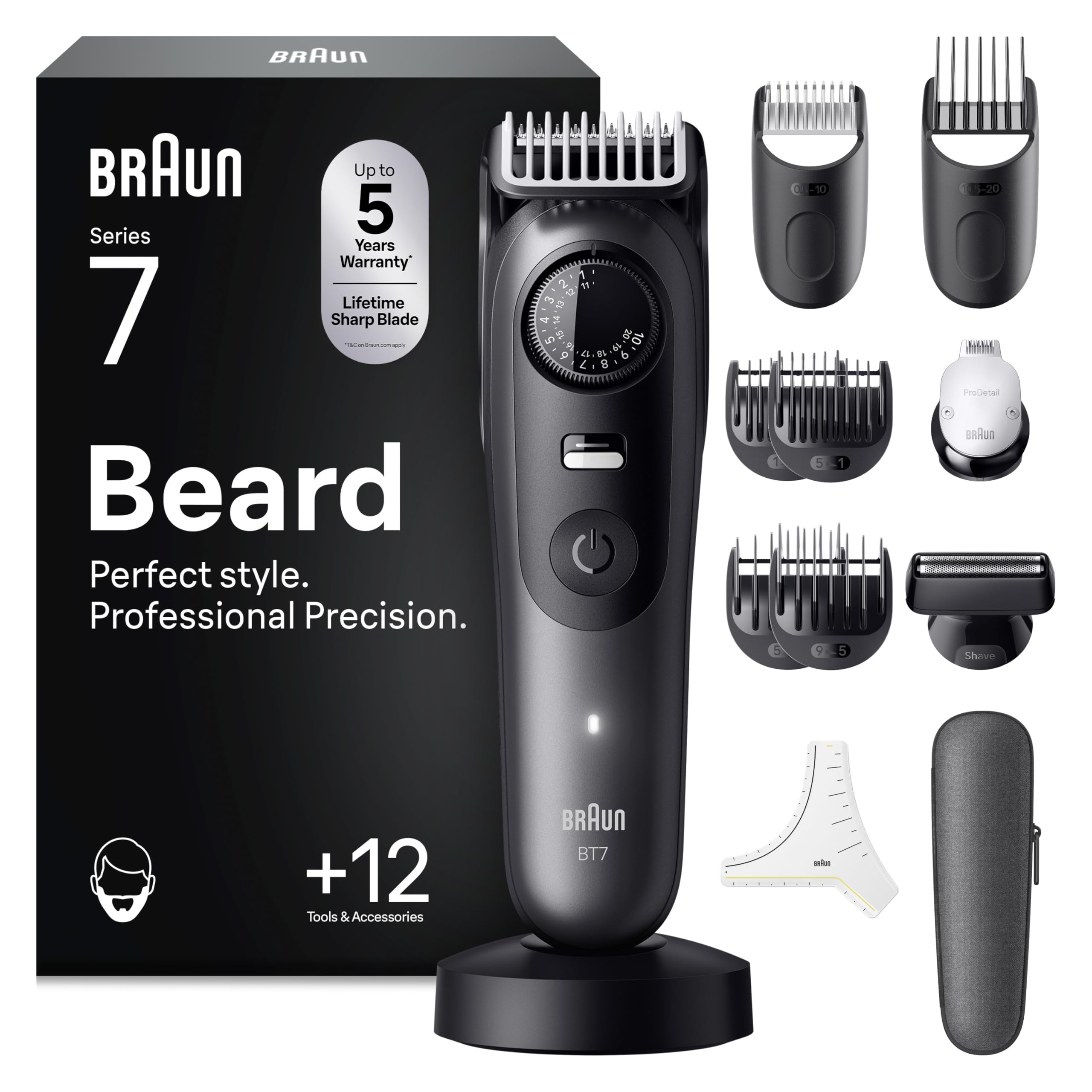 Braun Regolabarba Uomo Series 7, +12 Strumenti da Barbiere, 