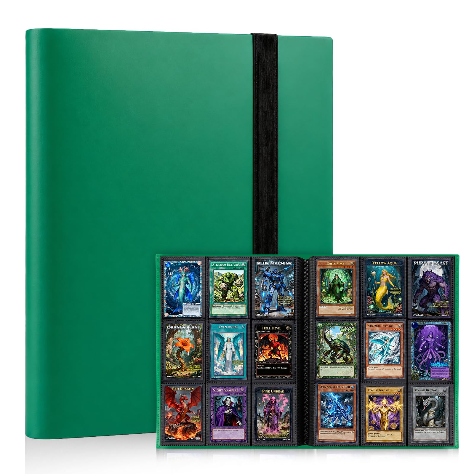 KIOEEE Card Binder 9 Pocket, PP Cover Trading Card Binder for 396 Cards, Sturdy Card Collection Album, Card Holder Folders for MTG, TCG, Game Cards & Sports Cards (Dark Green)