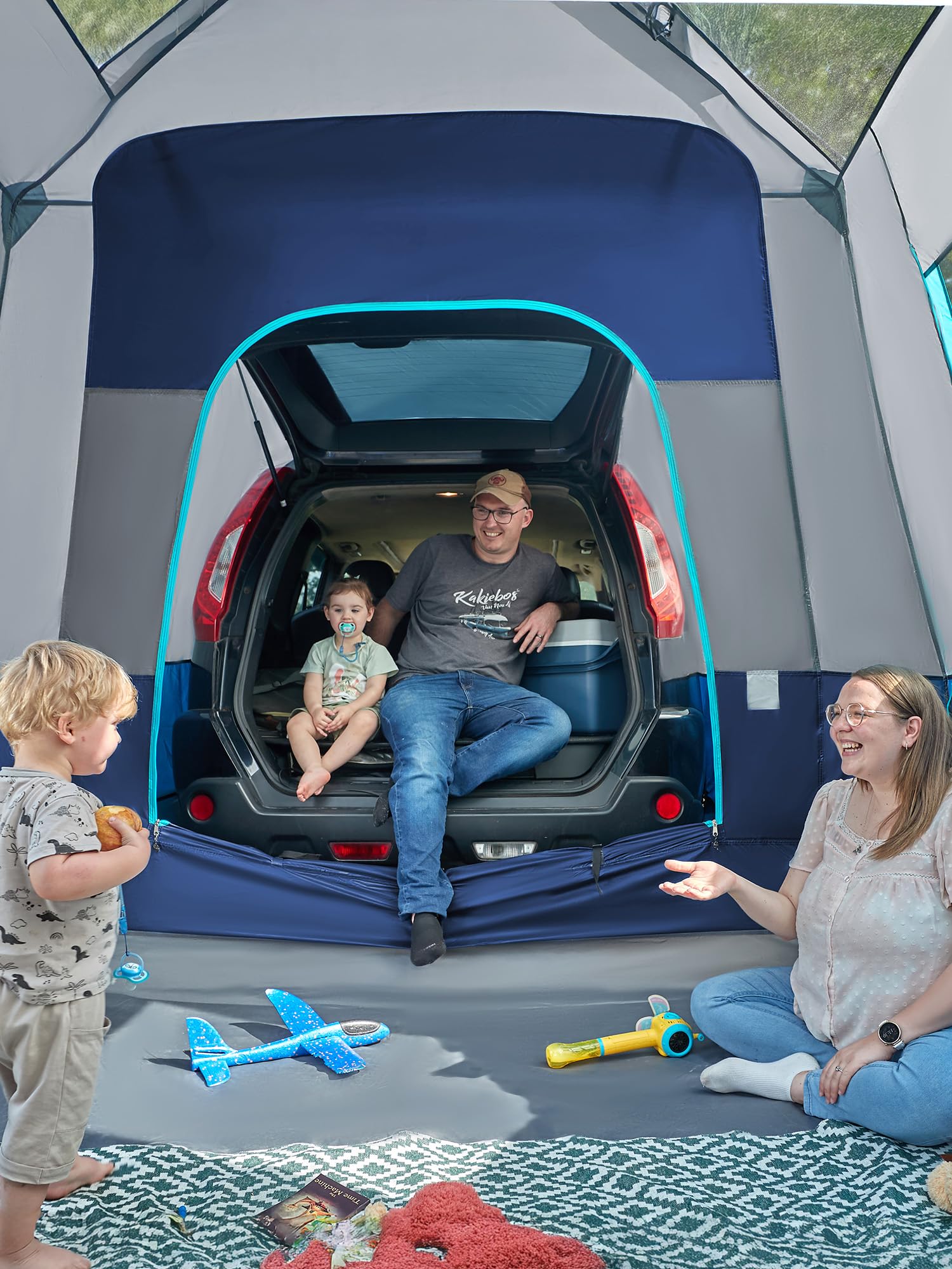 Timber Ridge Heckzelt Auto 5 Personen mit Sonnensegel Autozelt Heckklappe | 397cmx305cmx220cm 3000 mm Wasserdicht Camping Zelt SUV mit Vorzelt für Wohnwagen Familie Reise