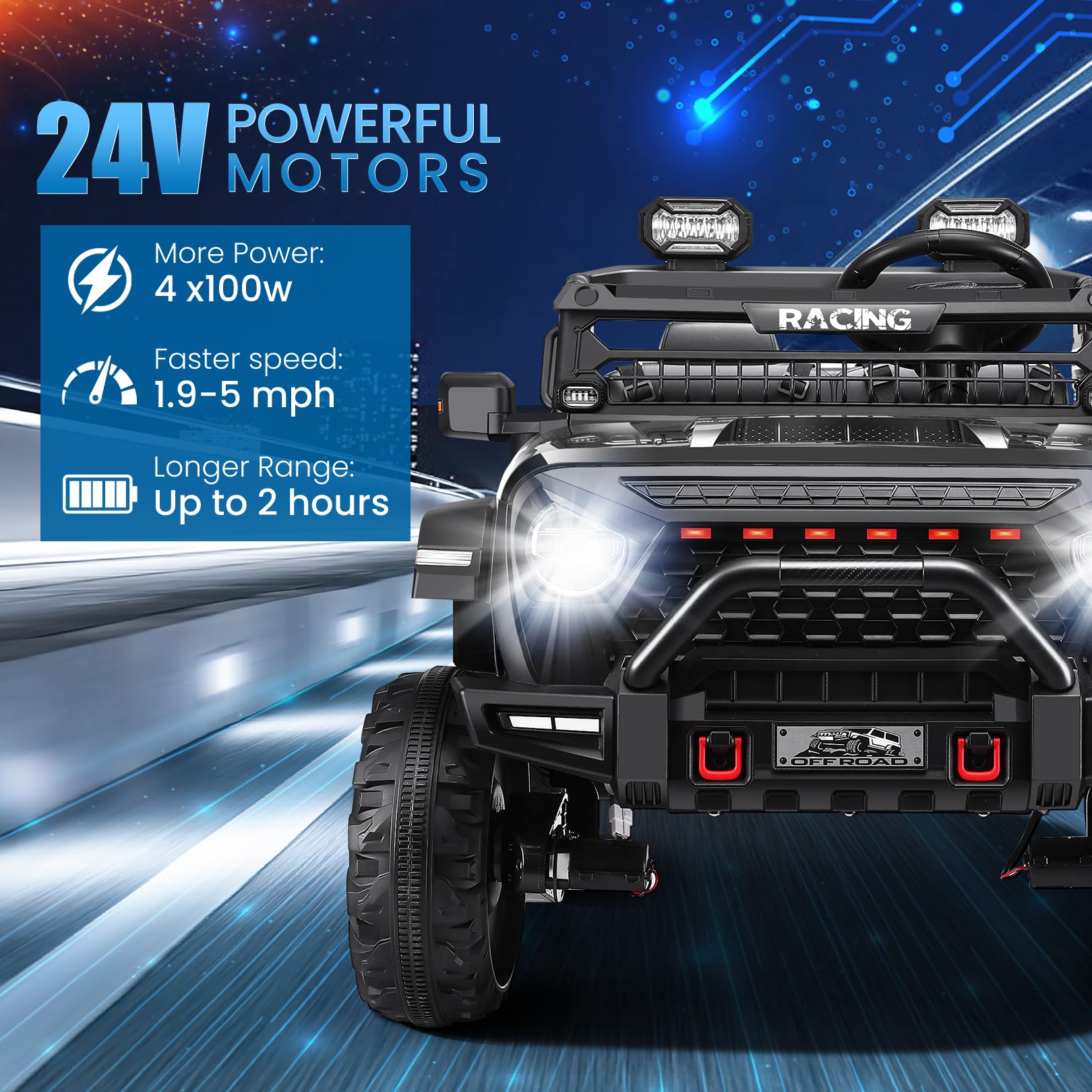 Hikole 24V 9AH Ride on Toys for Big Kids, 2 Seater Electric Car, w/Remote Control, 20