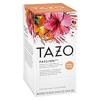 Vista 4 de TAZO Bolsas de té de hierbas Passion, calientes o heladas, sin cafeína, 20 bolsas de té en total