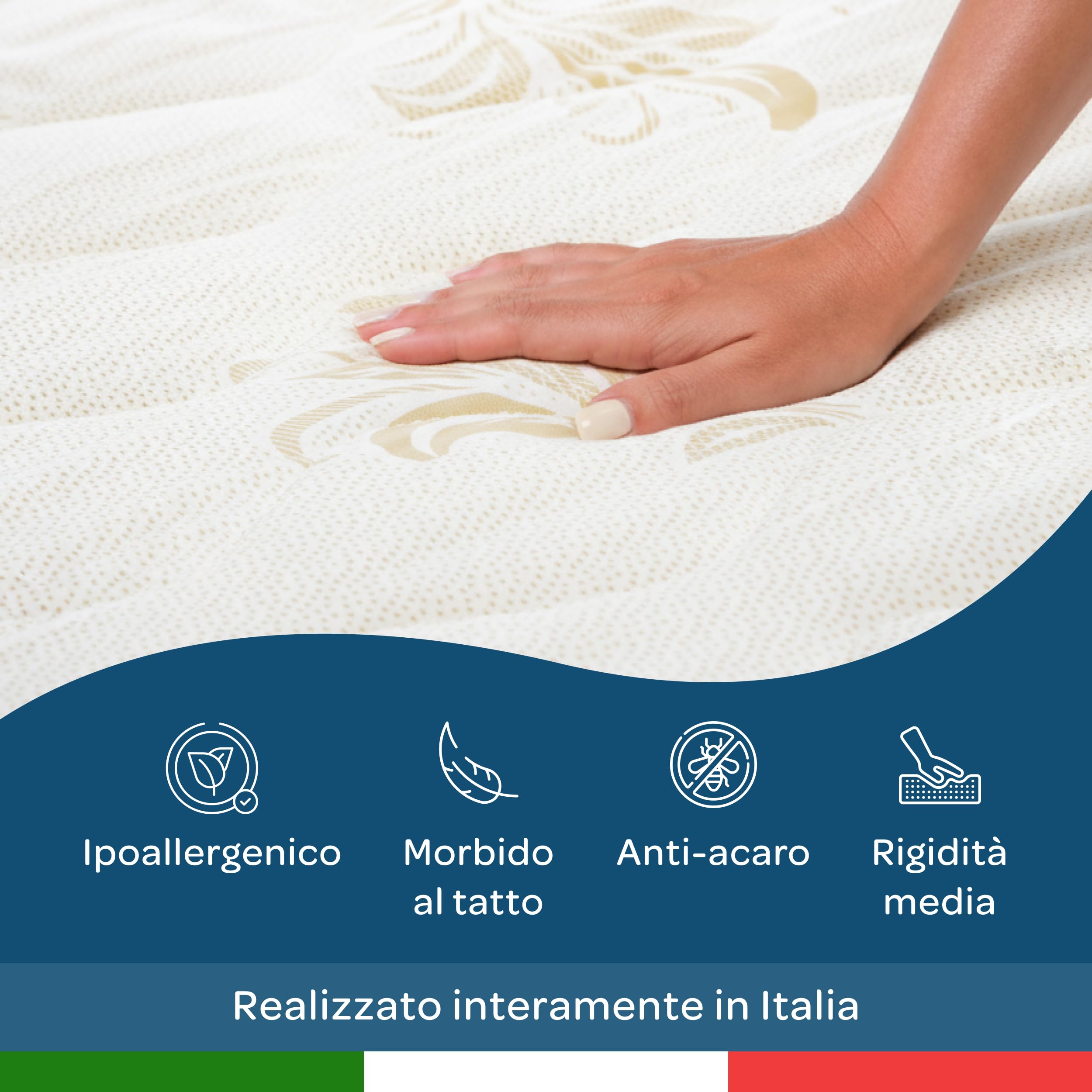 DOLCI SOGNI Materasso per Divano Letto Matrimoniale 140x190, Materasso Waterfoam Ortopedico Antibatterico H14 cm, 100% Made in Italy, Adatto anche come Materasso 140x190 per Letto