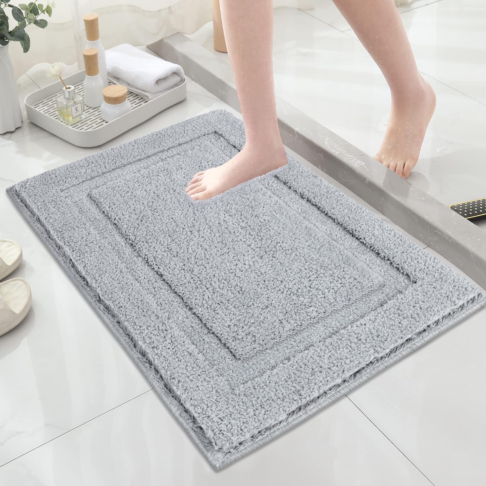 SHACOS Super Soft Small Bathroom Rugs 16x24 inch Non Slip Washable Bath Rugs Microfiber Bath Mats for Bathroom Floor Tub Shower Vanity Sink Decor