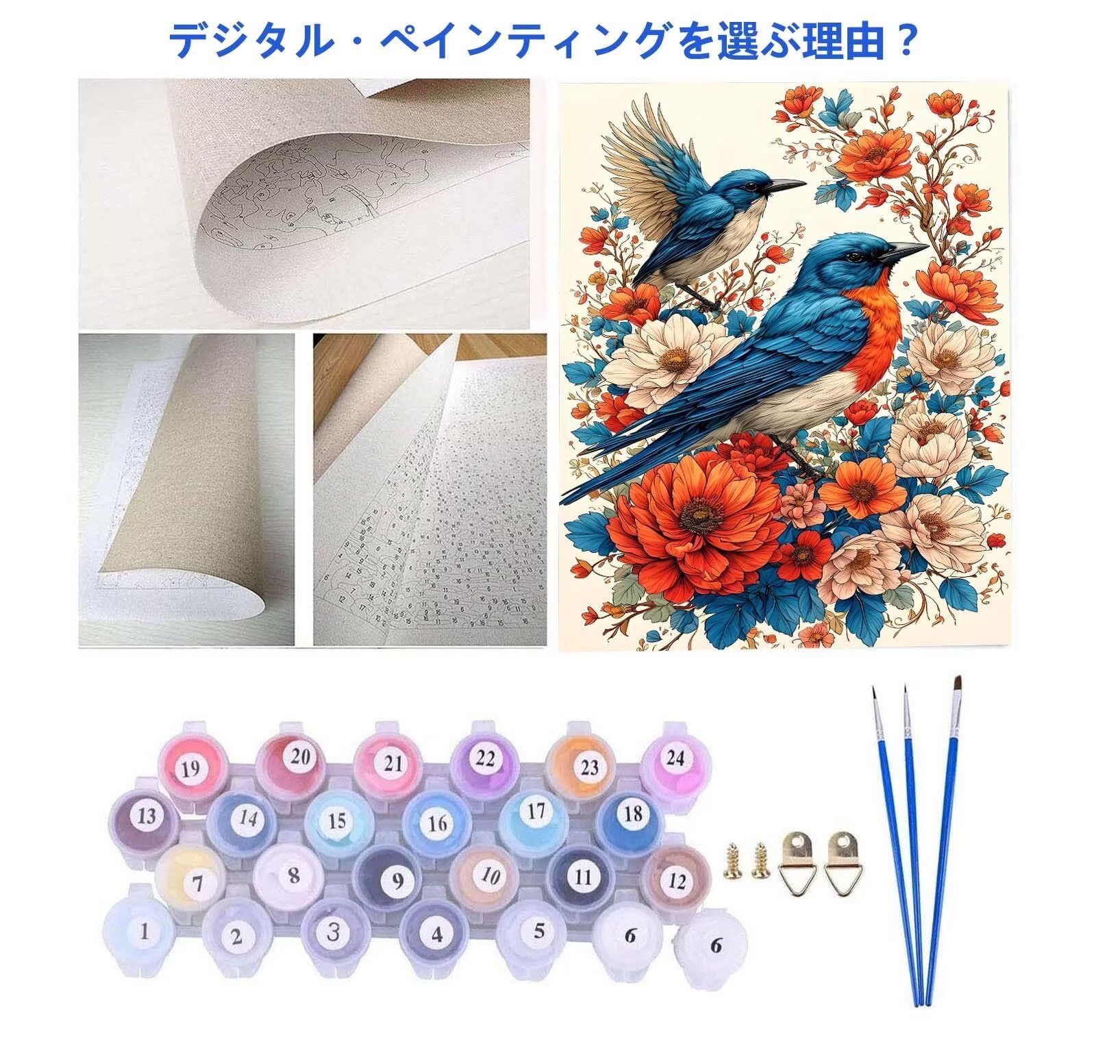 Amazon.co.jp: 数字油画 数字套件 Paint by Numbers 鳥の花 80x120cm