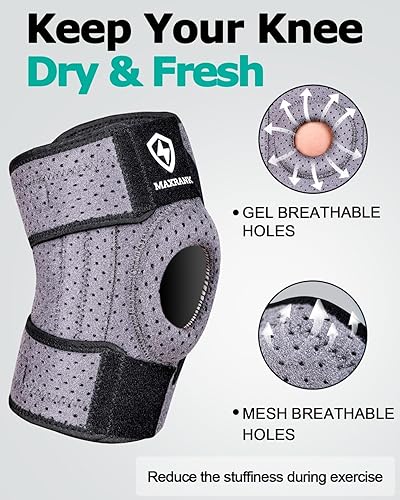 Miniatura 5 de Rodillera con estabilizadores laterales, soporte de rodilla ajustable con almohadilla de gel para rótula, rodilleras para osteoartritis MCL,
