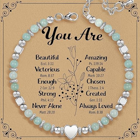 HZLucki Inspirational Love Stone Bracelet for Women - Adjustable Beaded Bracelet with Heart Messages - Gift for Birthday, Valentine’s Day, Christmas Presentd