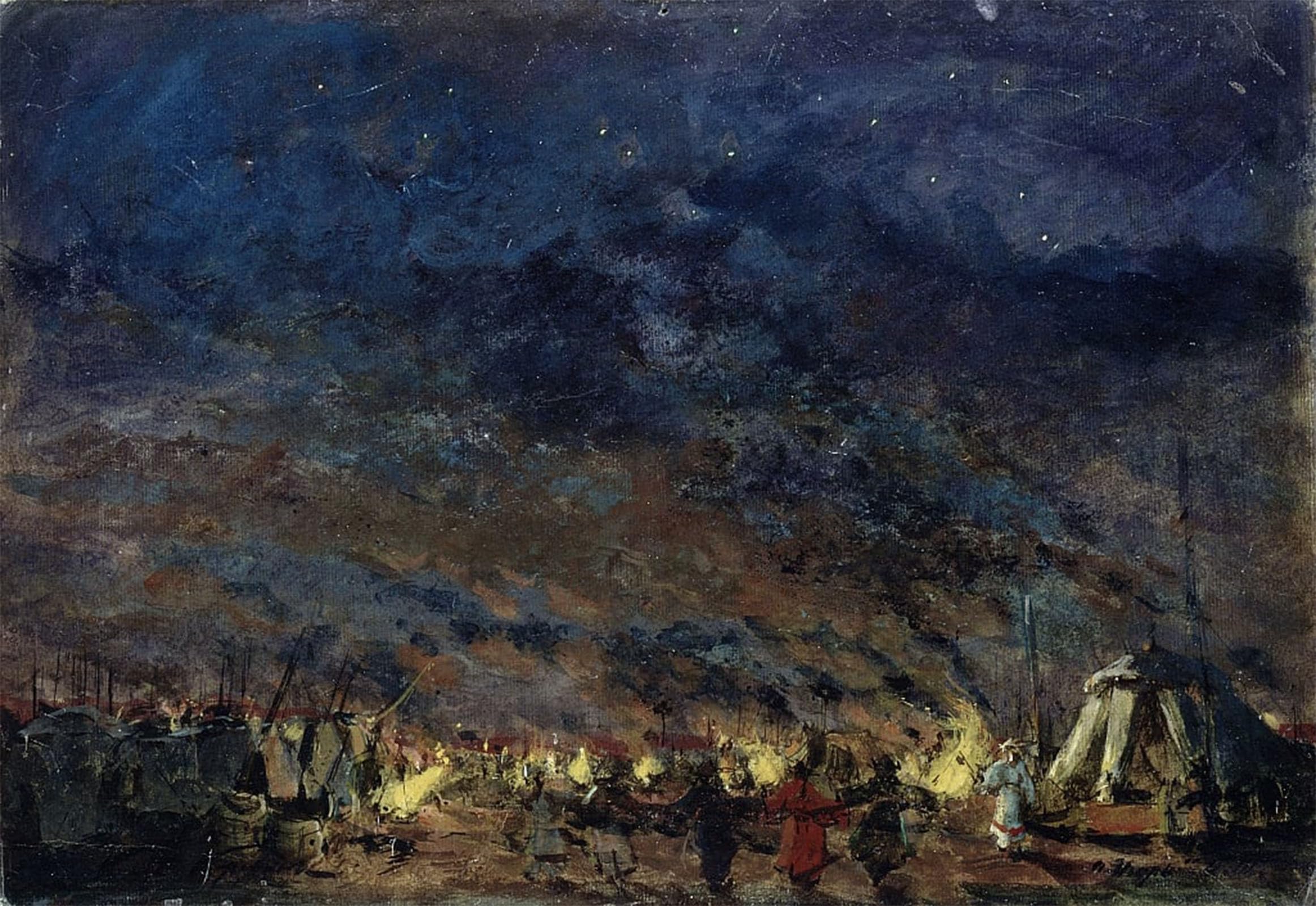 Serendipitp No Frame Retro Picture Poster Wall Art Pictures Painting The Polovtsian Camp Stage Design For The Operaigor By Konstantin Alekseevich Korovin Wall Art Canvas Print For Wall Decor 60X90cm