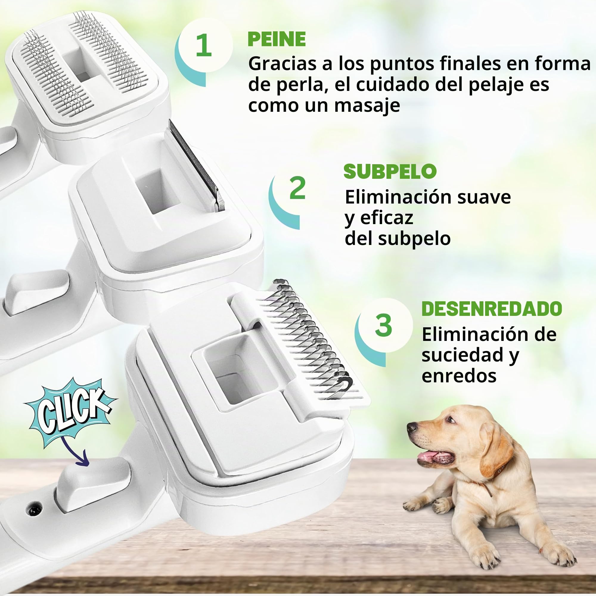 SAFE 'N CLEAN Cepillo para pelo de animales, accesorio para aspiradora, cepillo para perros, cepillo para gatos, juego 3 en 1, compatible con Dyson Miele, Siemens, Rowenta, AEG Karcher, incluye