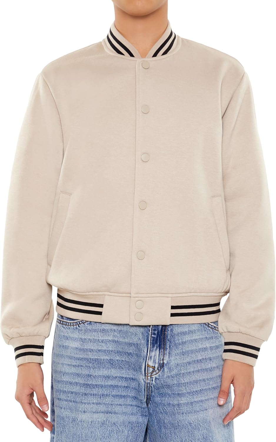 Forever 21 Men's Varsity-striped Bomber Jacket