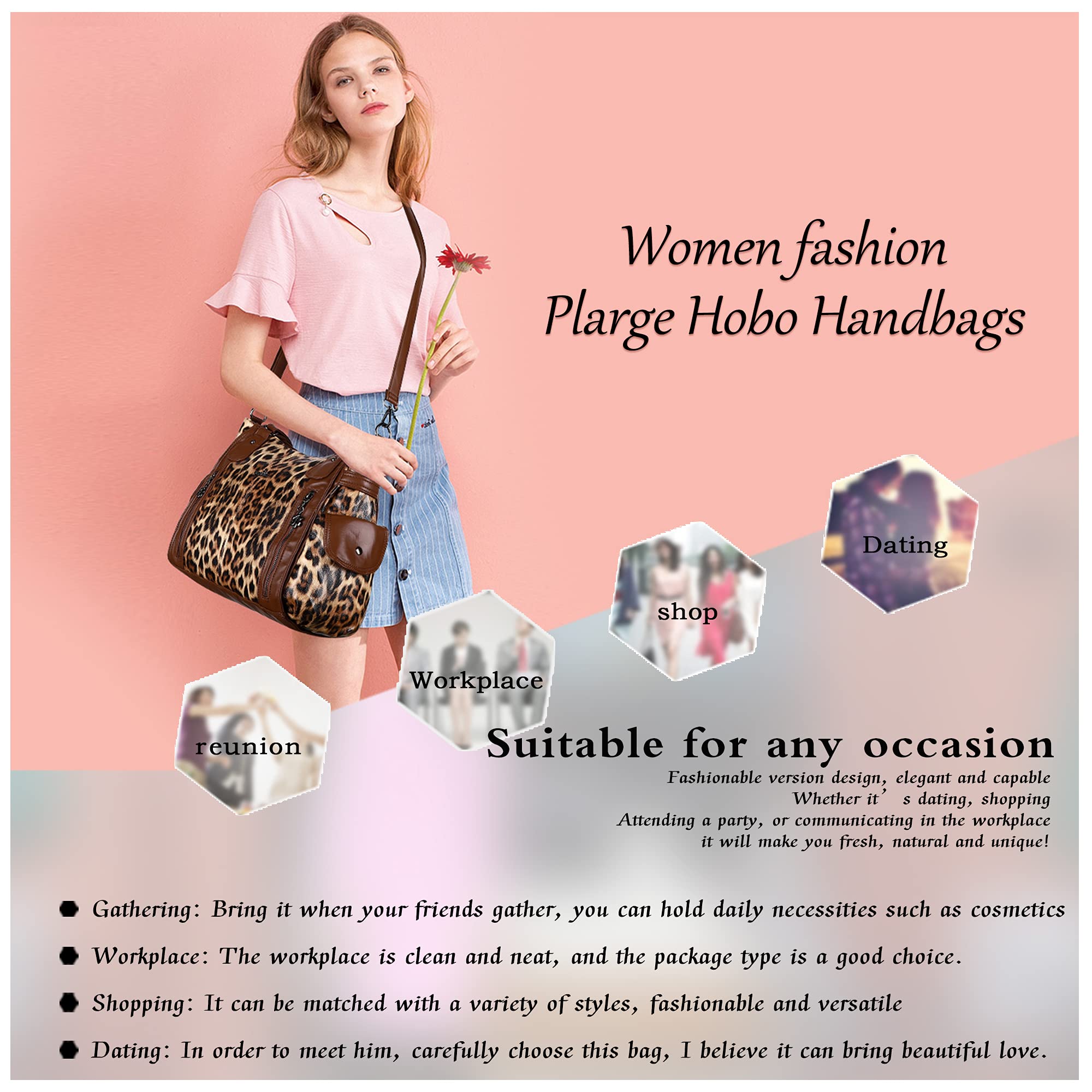 angel kiss Handbags for Womens Top-Handle Hobo Purse Roomy Casual Shoulder Bags PU Tote Satchel Purse for Womens 1brown-brown X-Large