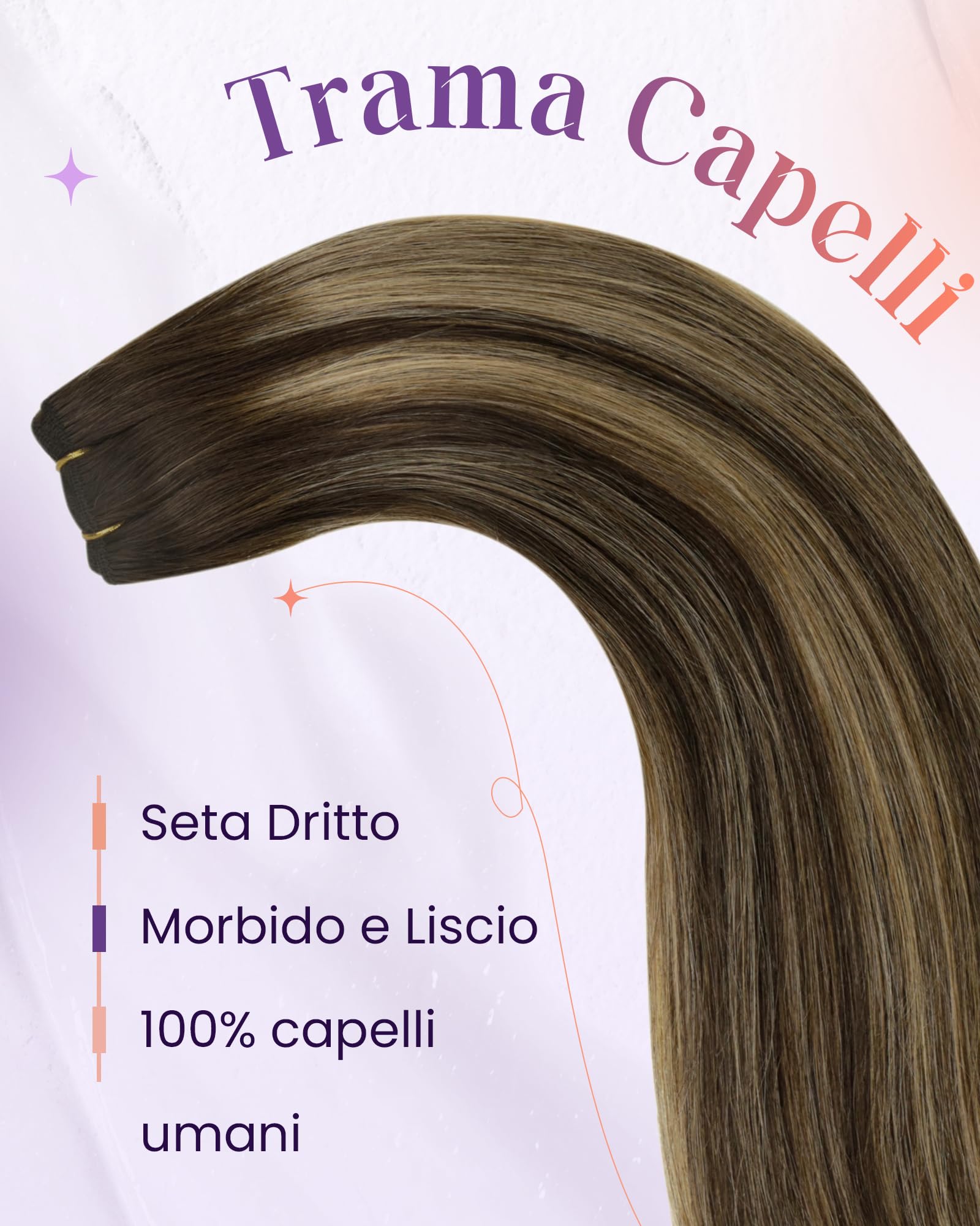 Totale 140g Extension Capelli Veri Cheratina con Extension Capelli Veri Tessitura Marrone Cioccolato con Balayage Marrone Scuro Mix Biondo Caramello 35cm con 40cm