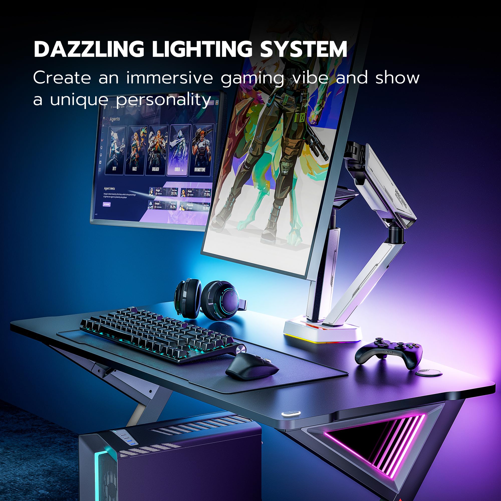 Amazon.com: ARES WING RGB Dual Monitor Arm Desk Mount for 17-38