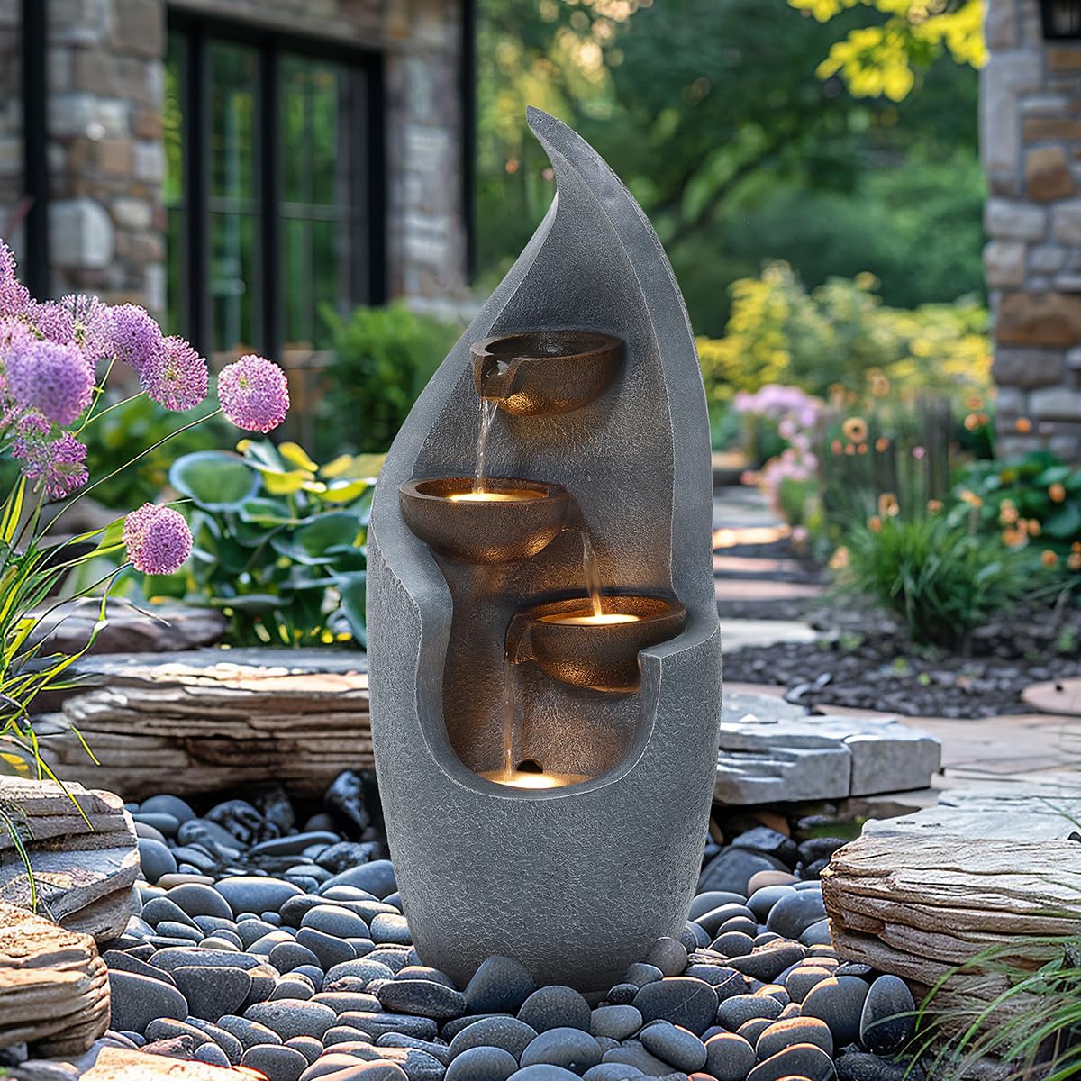Charles Bentley Tiber Cascading Water Feature - Grey