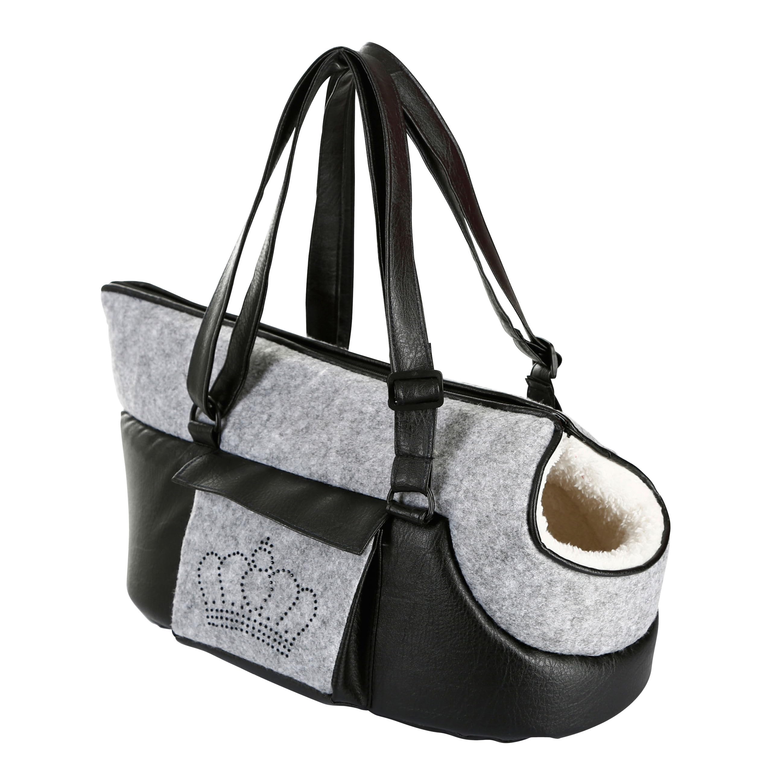 Kerbl Pet Borsa da trasporto Chiara, Trasportino per cani, Borsa da trasporto, Grigio chiaro, Nero, 40x20x21 cm, Poliestere, Cani, Gatti, con fodera interna, Imbottitura interna