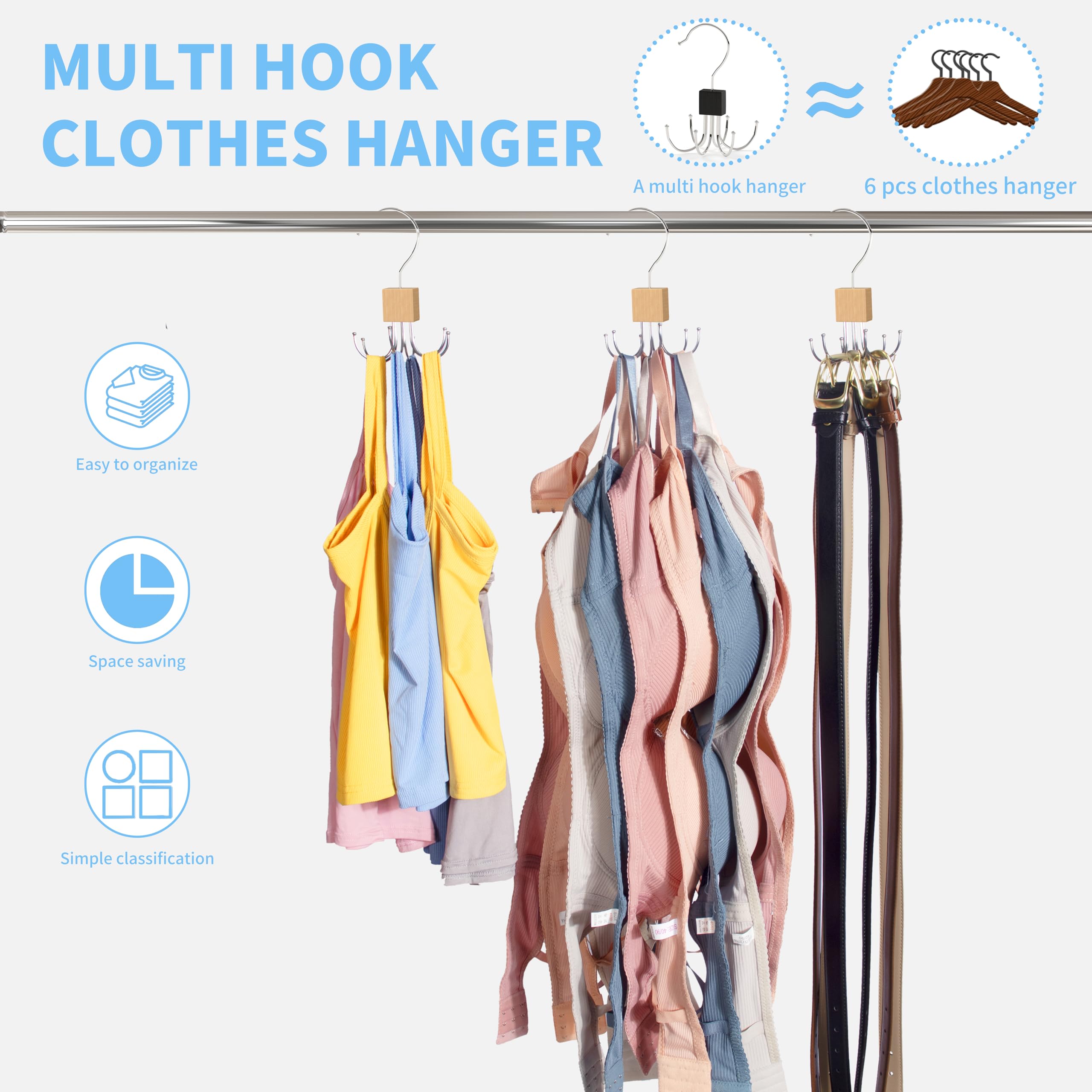 Tank-Top-Kleiderbügel, drehbar, max. 36 Stauraum, Sport-BH-Kleiderbügel, platzsparende Kleiderbügel für Schlafsaal, Schrank-Organizer und Aufbewahrung, Schrank-Organizer für Gürtel, Schal, Geldbörse