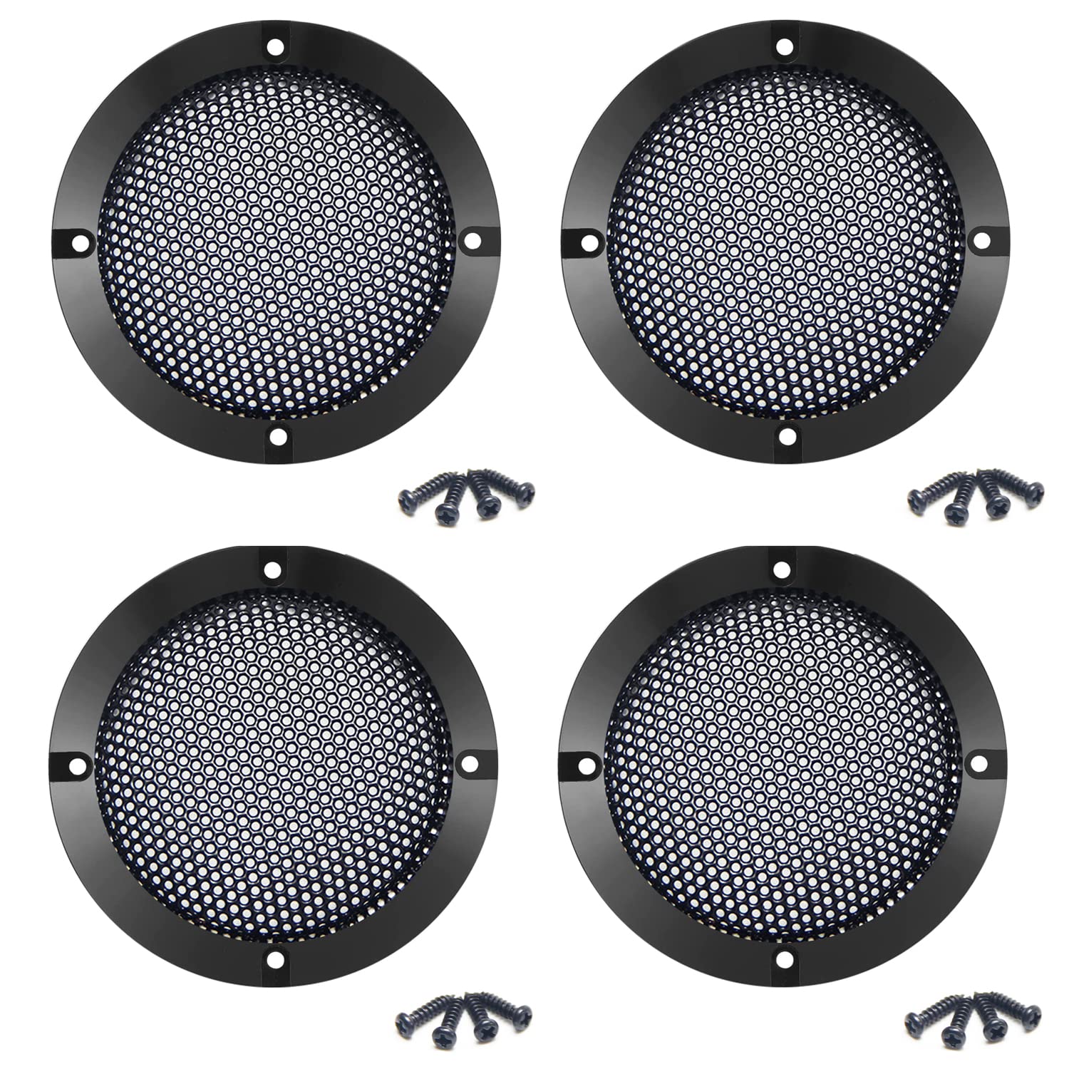 Fielect 2 inches Speaker Grill Mesh Decorative Circle Subwoofer Guard Protector Cover Audio Accessories Black Metal Trim 4Pcs-image-21
