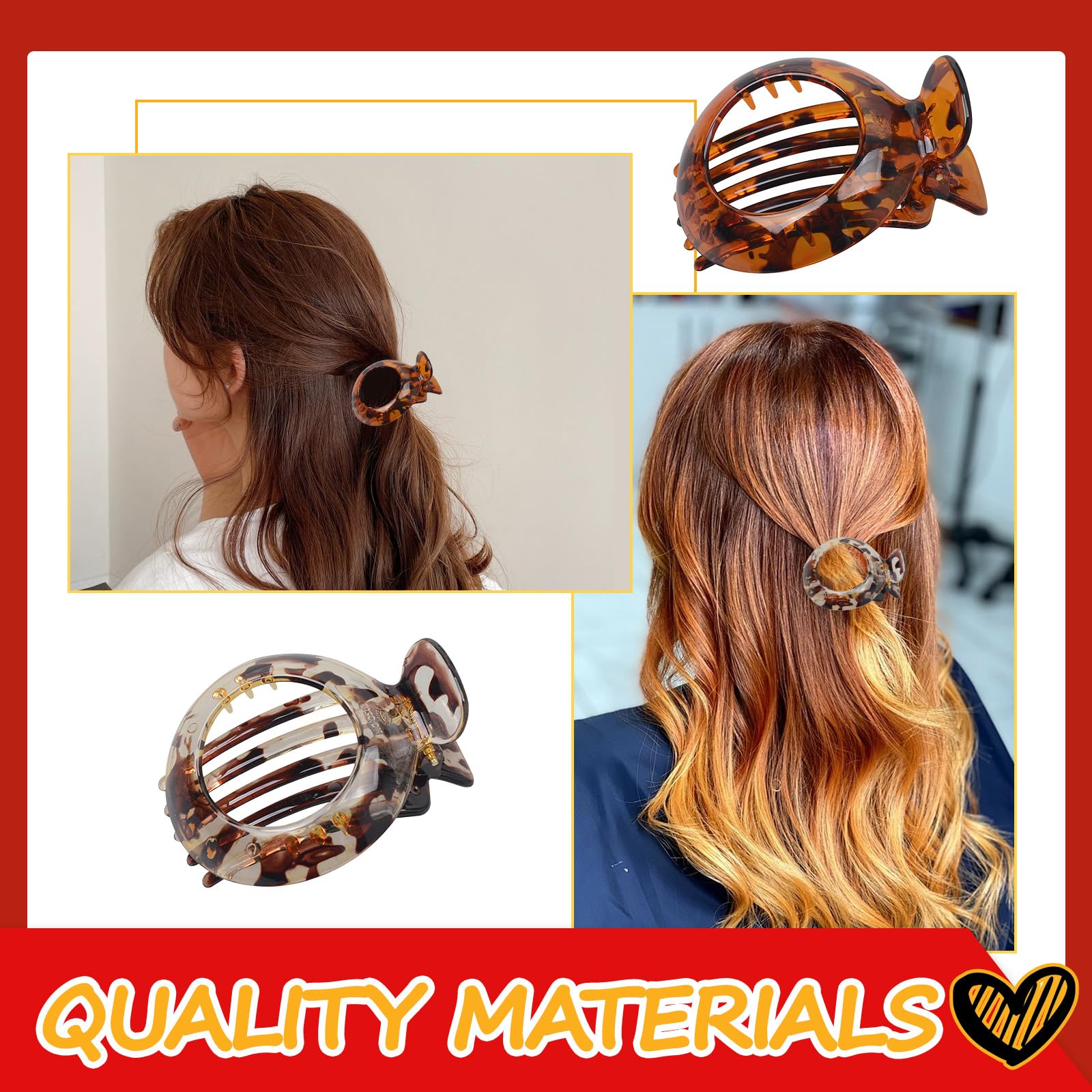 Xdealcozyxc 4 Pcs Flat Hair Clips Women, Strong Hold Resilient Spring Action Non Slip Claw for Fine Thin Clip - Image 4