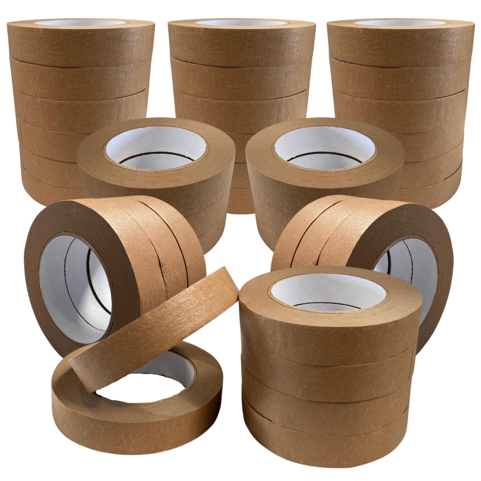 Packy® 36 Rolls Heavy-Duty Brown Paper Tape - 25mm x 50m Eco-friendly Kraft paper tape for packaging sealing boxes & parcel wrapping Strong adhesive recyclable suitable for packing storage application