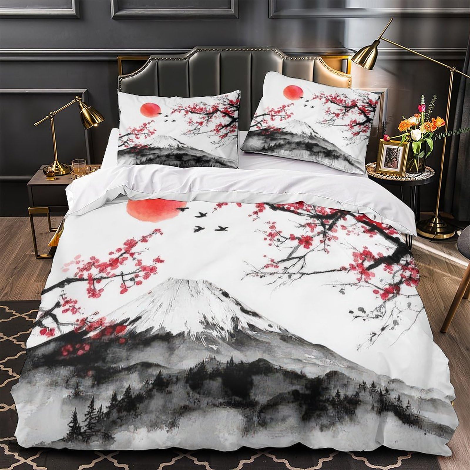 Housse de couette Mont Fuji pour lit single style zen japonais