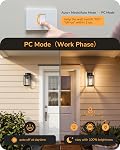 EDISHINE Lumières de porc avec GFCI Sortie, capteur de mouvement & 3 Modes Lumières murales extérieures modernes, 12" Lanterne murale étanche pour porte avant, Garage, Noir (2, Noir)