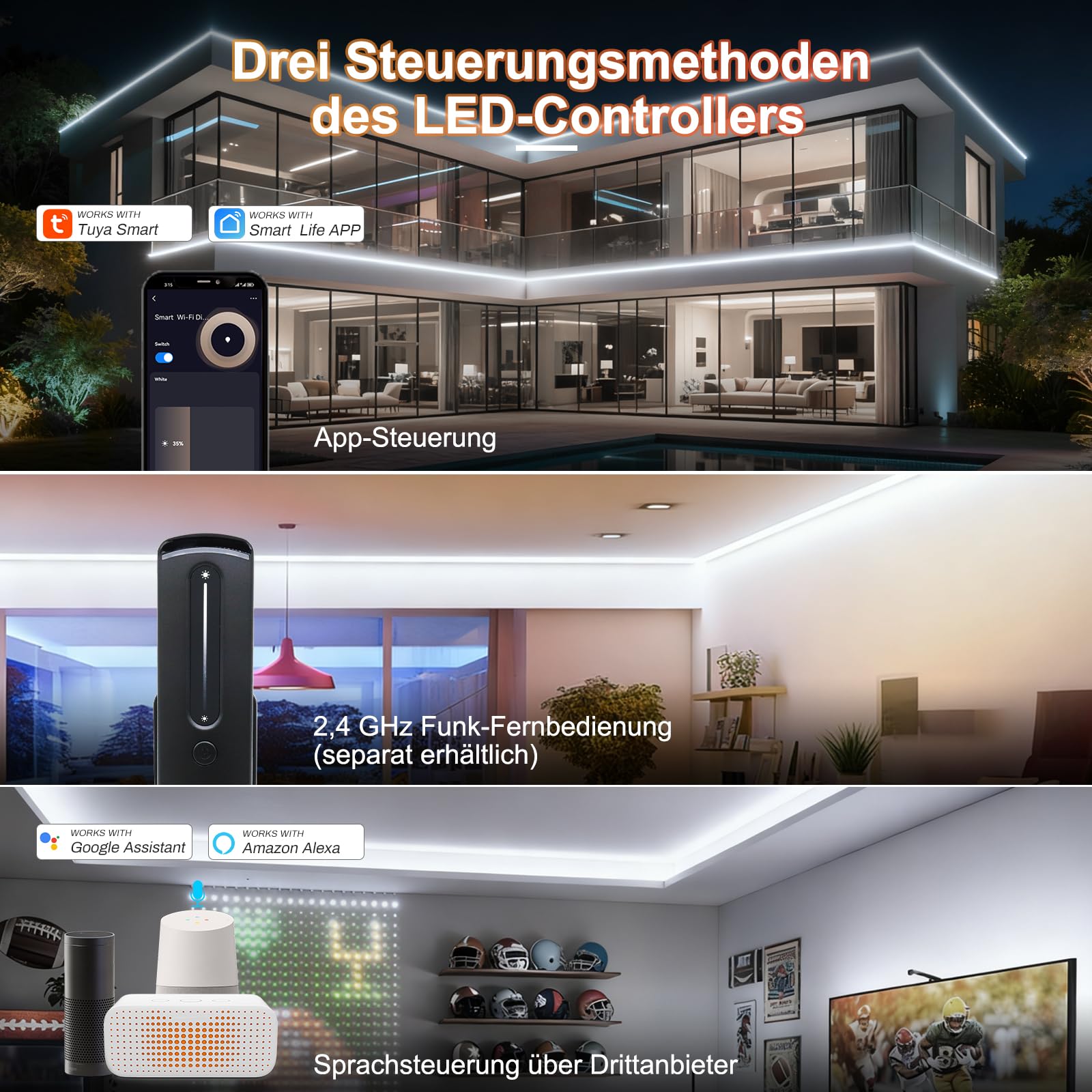 Ściemniacz LED WiFi Single Colour 12 V/24 V – Smart Home Controller z aplikacją Tuya/Smart Life, automatyczne przełączanie Bluetooth, moc 15 A, 2 x V +/V, 2,4 G RF Touch pilot zdalnego sterowania z