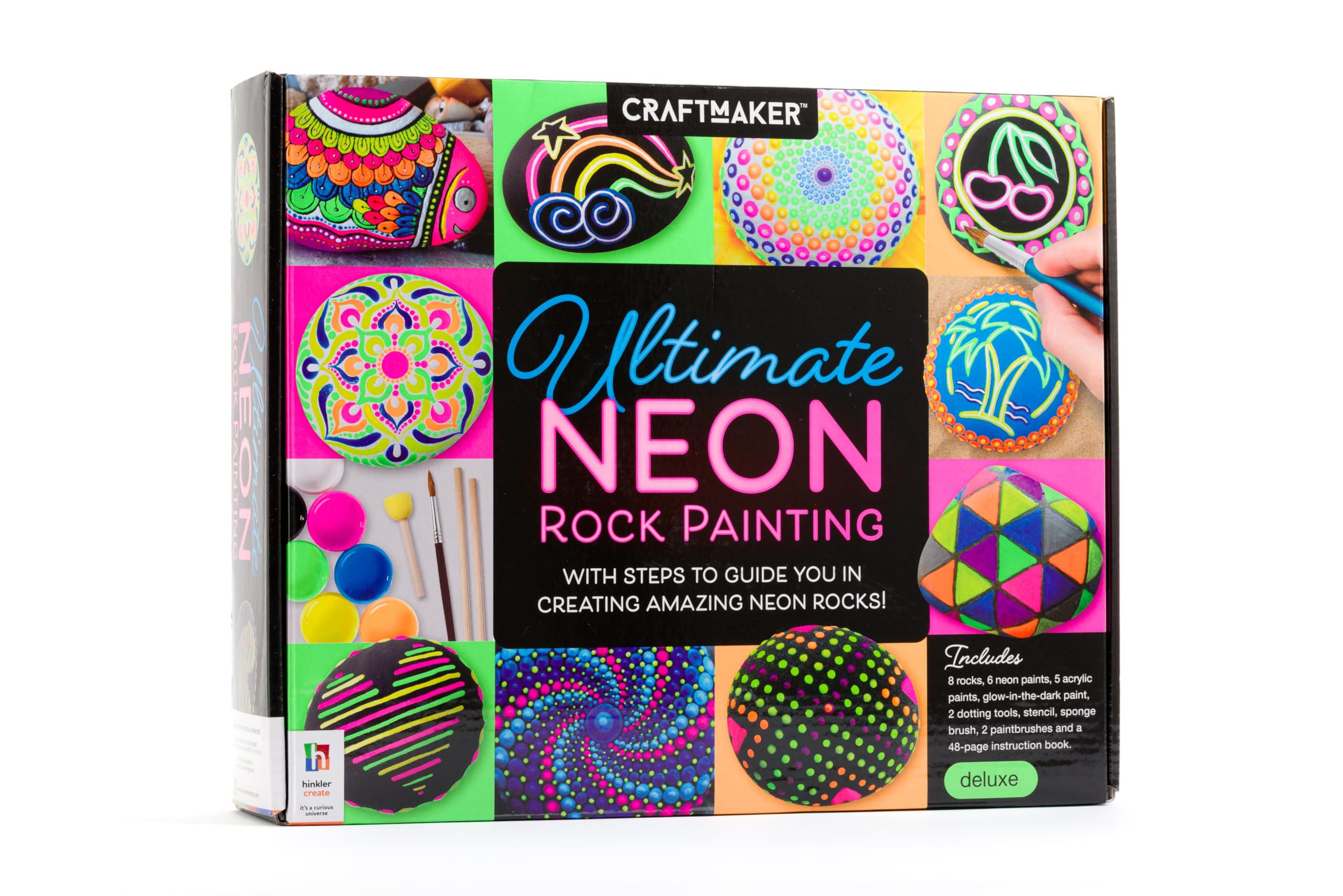Hinkler Multicolor Ultimate Neon Rock Painting Kit |Creative Arts And Crafts | Art Projects Kits For Adults | Painting Sets