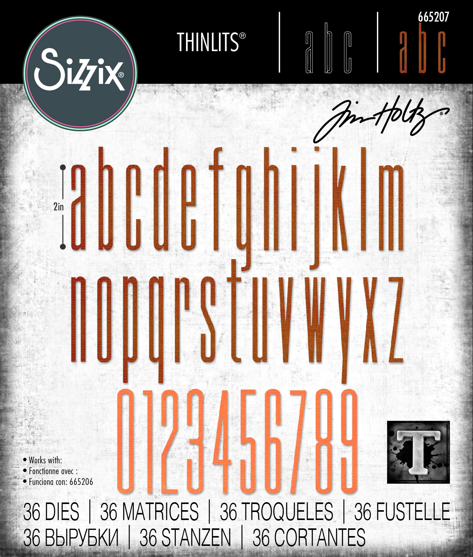 Sizzix Thinlits Die 665207 Alphanumeric Stretch Lower & Numbers by