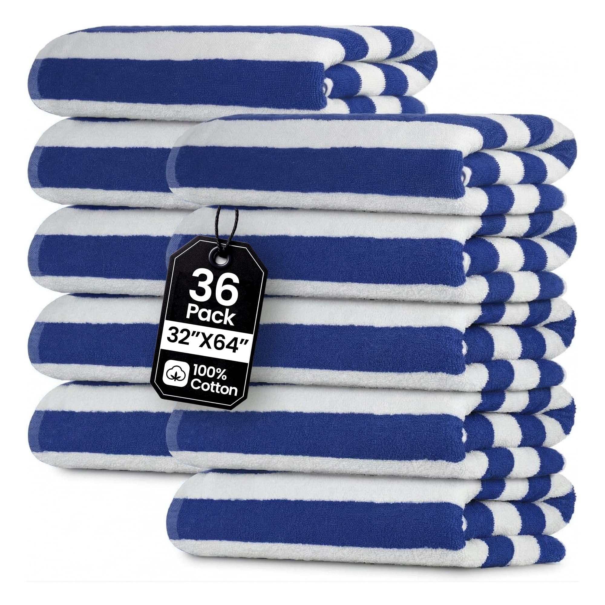 Boat House バスタオル 青と白 Amazon.com: Blue Cabana Stripe Extra Large Bulk Beach Towels 32x64