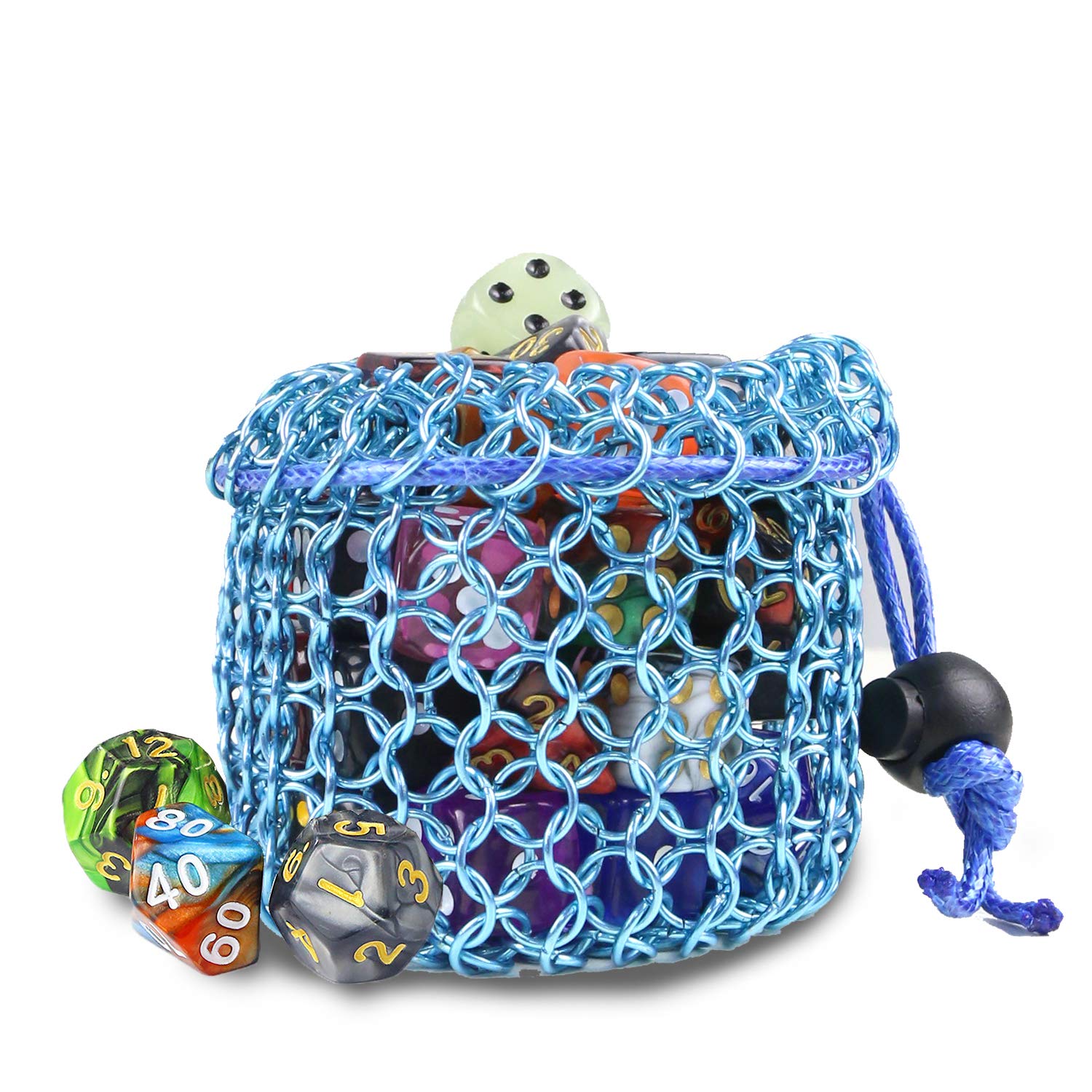 YOUSHARES Sac à Dés En Cotte De Mailles Acier Inoxydable - Pochette Dragon DND Pour Dés Métalliques Polyédriques D&D