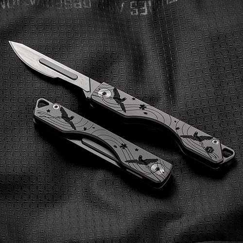 Miniatura 8 de KeyUnity KA31SW Mini Llavero dividido organizador de llaves de liberación rápida, cuchillo plegable de titanio KK01CBBP y llavero mosquetón de