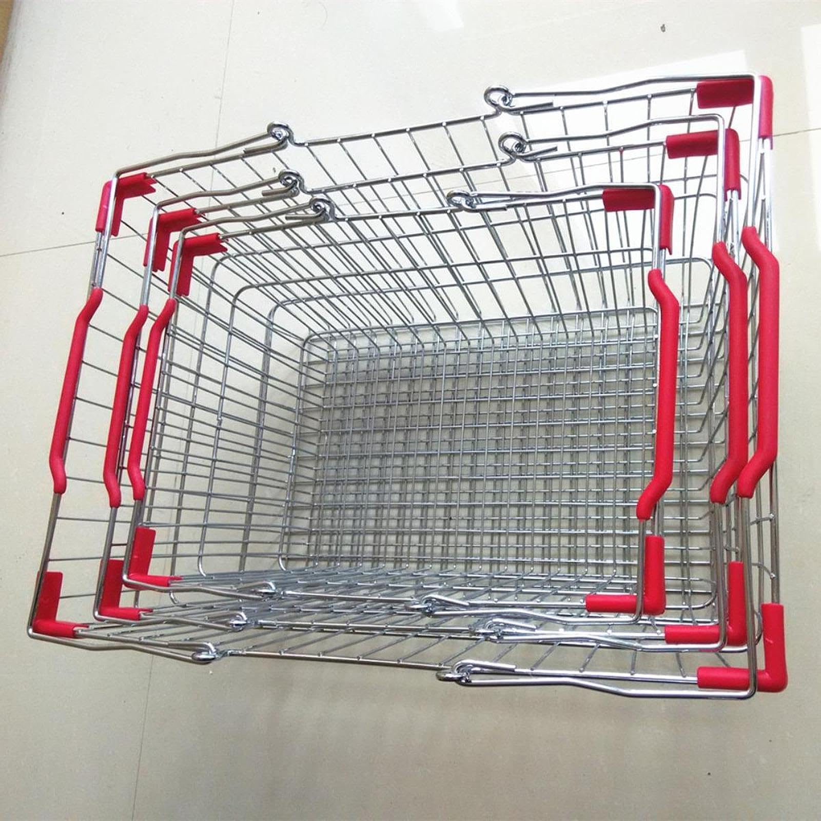 Colcolo Panier de Courses Panier de Rangement Panier d'épicerie Multifonctionnel en métal avec poignée pour Aliments Jouets Légumes Chambre Bureau, 45cmx30cmx21cm