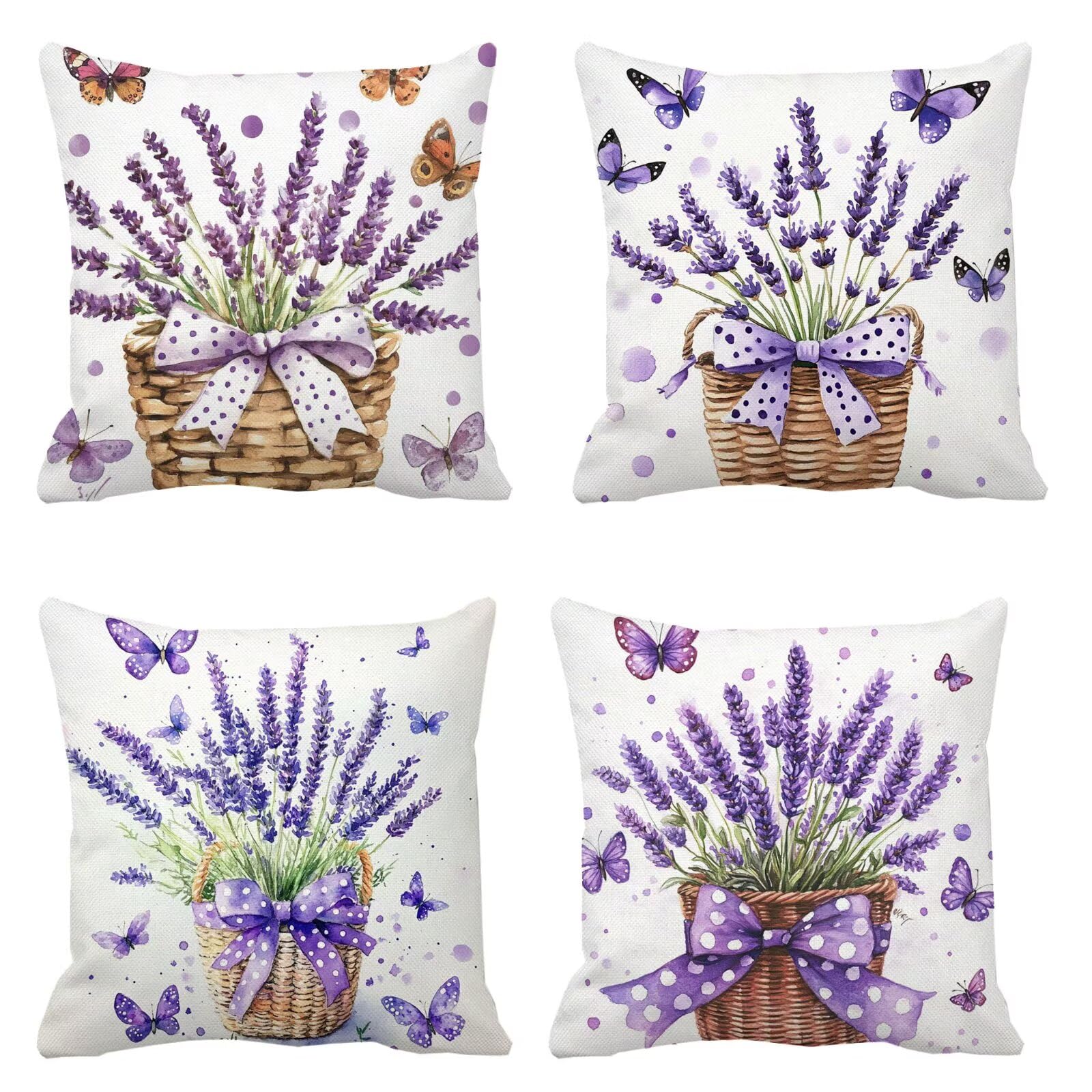 Lavanda Cuscini da Esterno 50x50 Set da 4 Federe Cuscini Divano farfalla Copricuscini Velluto Copri Cuscino Divano, Impermeabili Copricuscino, Quadrato Cuscino Decorativo, Moderna Decorazione t-925