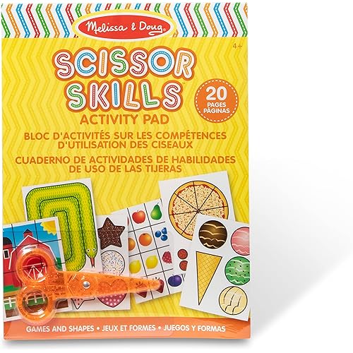 Melissa & Doug Scissor Skills Activity Book With Pair of Child-Safe Scissors (20 Pages) - FSC Certified