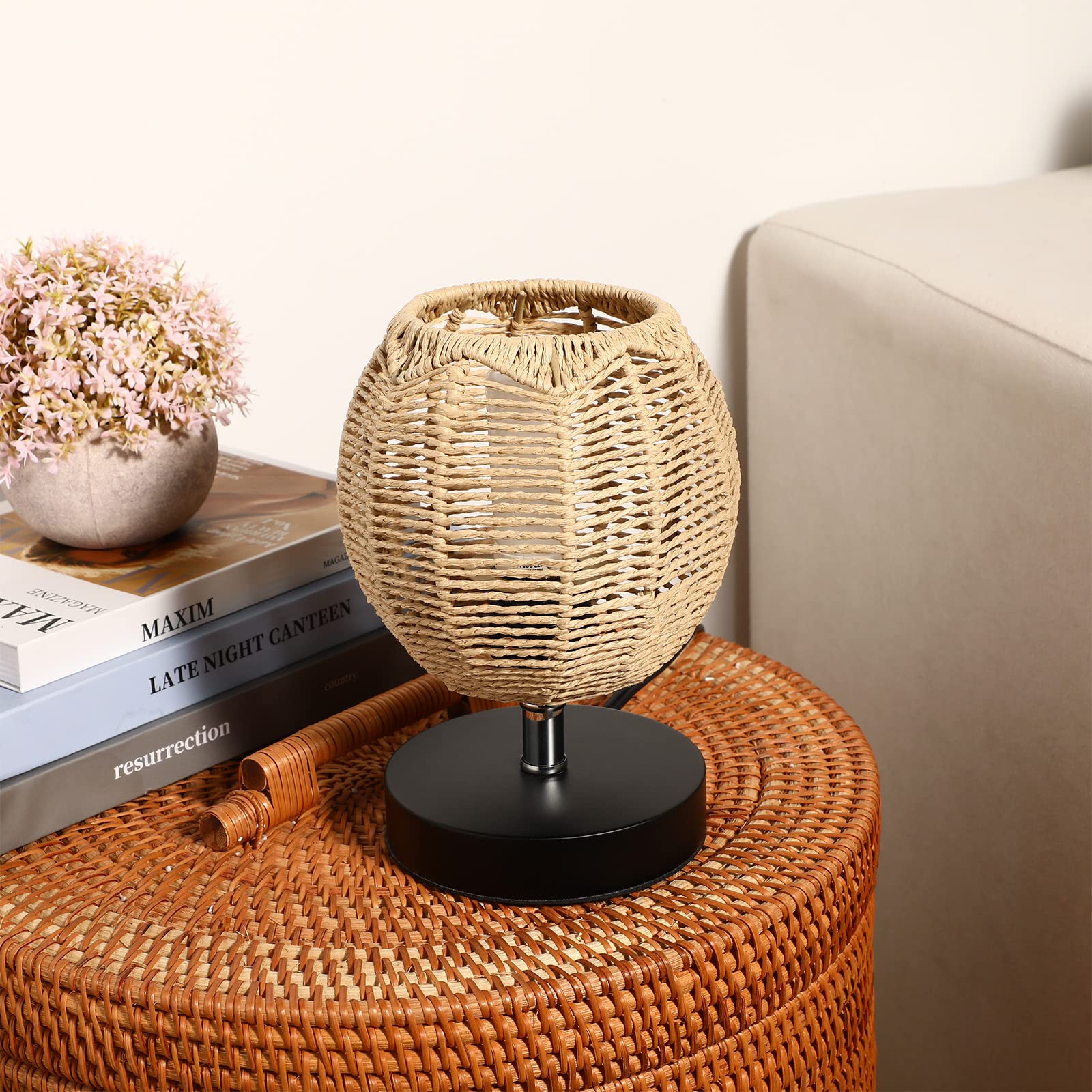 Angoily 2 pezzi paralume in tessuto retrò rattan tessuto cesto soffitto lampada a sospensione copertura vintage lampadario paralume per sala da pranzo soggiorno 15 x 15 cm