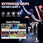HiBloks Poignées d'extension de contrôleurs pour Meta/Oculus Quest 2 Accessoires, Support d'extension de poignée de long bâton, améliorer l'expérience pour jouer aux jeux de sabre de battement, VR Golf Club et autres jeux similaires
