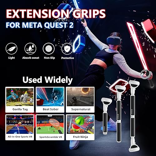 Vista 2 de for Oculus Quest 2 Accessory Extended Grip and Face Cooling Fan