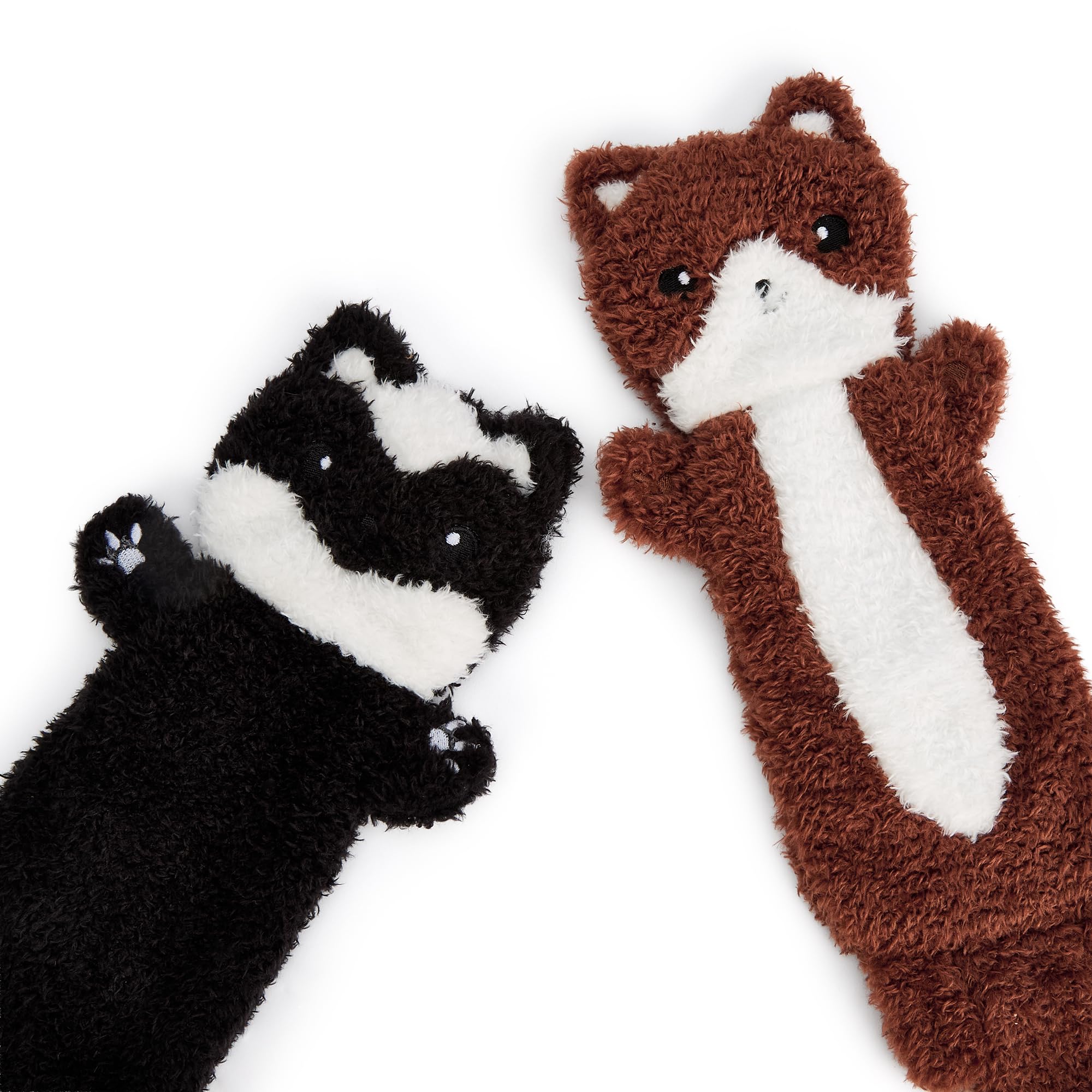 Zappi Co Squeaky Crinkle No Stuffing Dog Toys (2-Pack: Fox & Skunk) - Durable Plush Chew Toy for Small, Medium Dogs