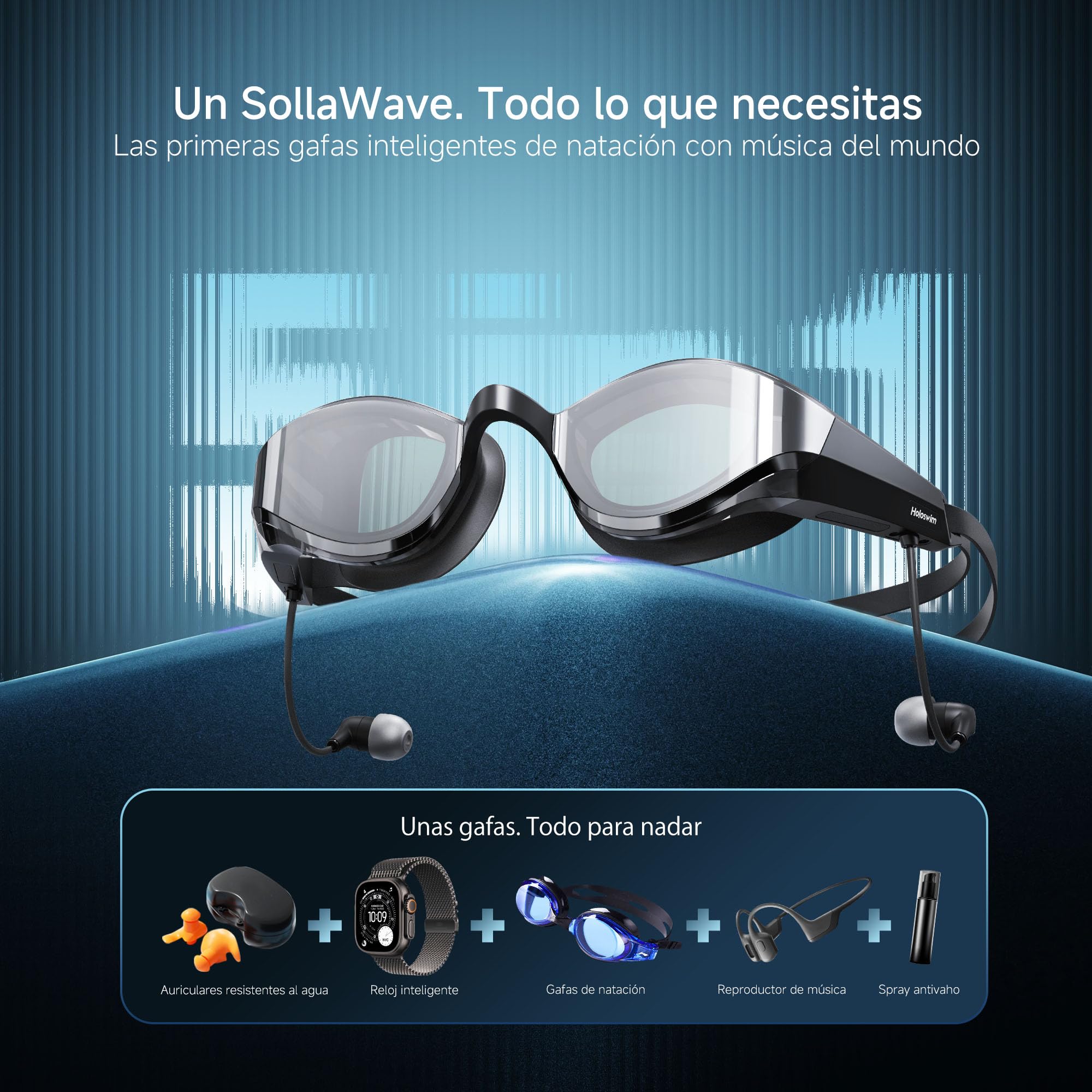 Holoswim Écouteurs de natation sous-marins Bluetooth étanches pour la natation