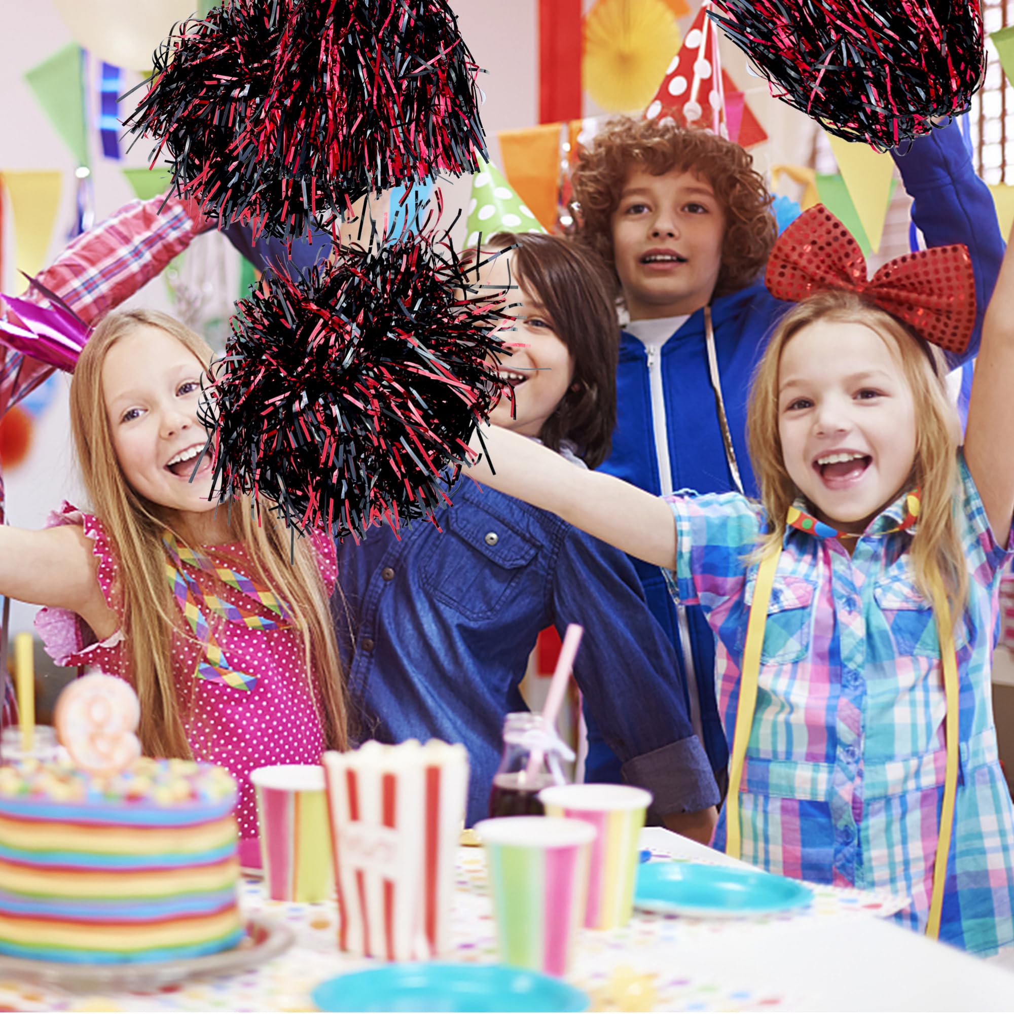 KDPATFAV Lot De 18 Pompons De Pom-pom Girl En Plastique Avec Poignée De Bâton Pour Jeux Sportifs, Soirées Dansantes, Football, Basket-ball, Club, Spectacle, Célébration (PET Blanc