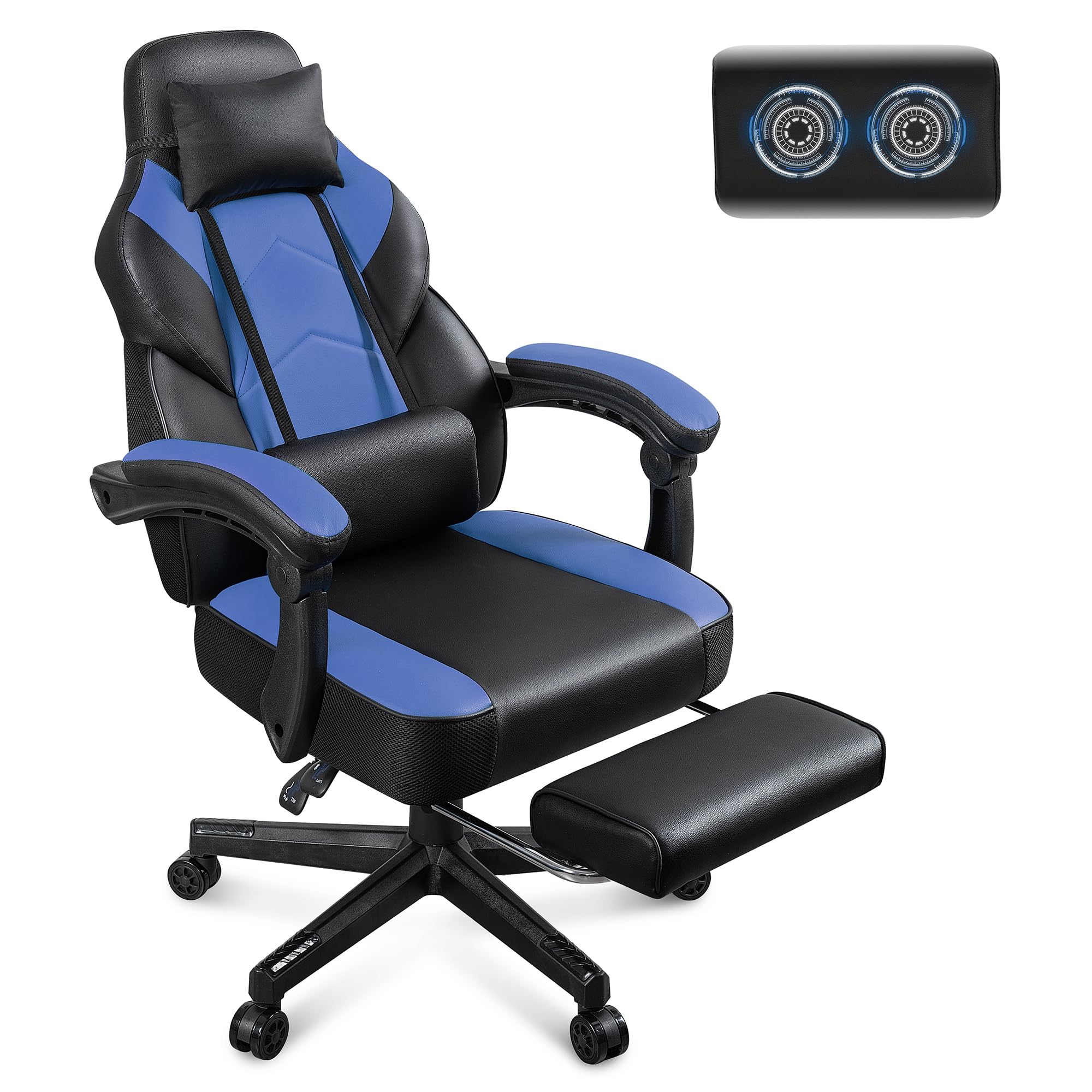 Gaming Chair for Adults, Gaming Chairs with Footrest, Ergonomic Video Game Chair with Massage Lumbar Big and Tall Computer Chair, Height Adjustable