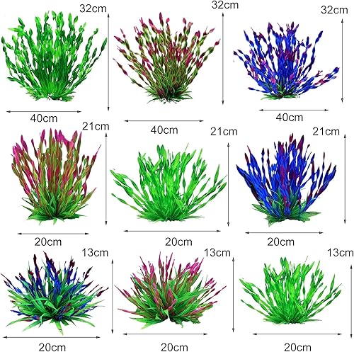 Miniatura 4 de Decoración de pecera de plástico para pecera, plantas de pecera verde, decoración de escondite de plantas artificiales, decoración de pecera de