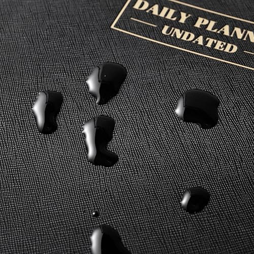 Miniatura 7 de Agenda diaria sin fecha, planificador diario de cuero por hora, 200 páginas, 10.8 x 8.8 pulgadas, diario con horarios por hora, bolsillo interior,