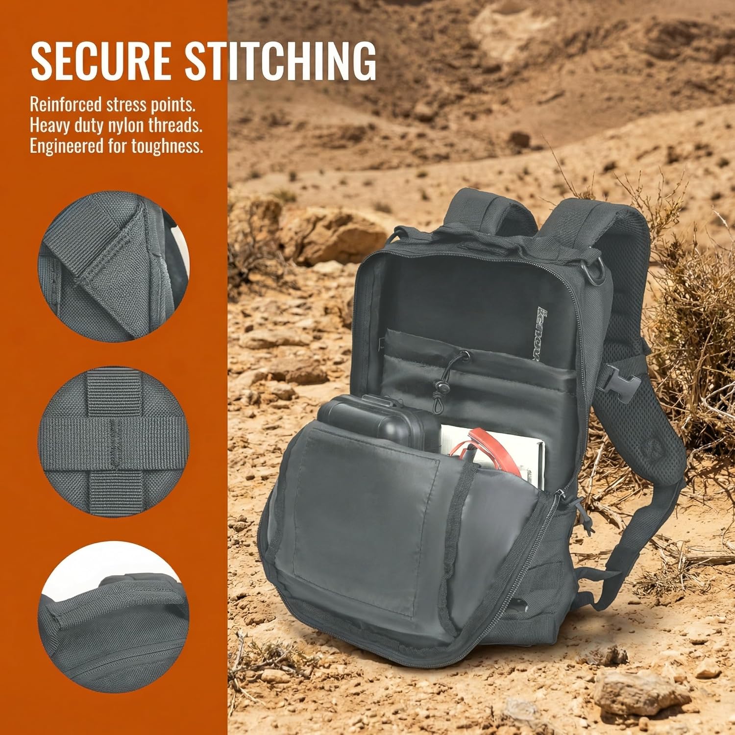 Small Tactical Backpack Military Daypack 12L Molle Bag Rucksack Army Daypack for Outdoor,Hiking,Camping,Travel (Grey) - Image 3