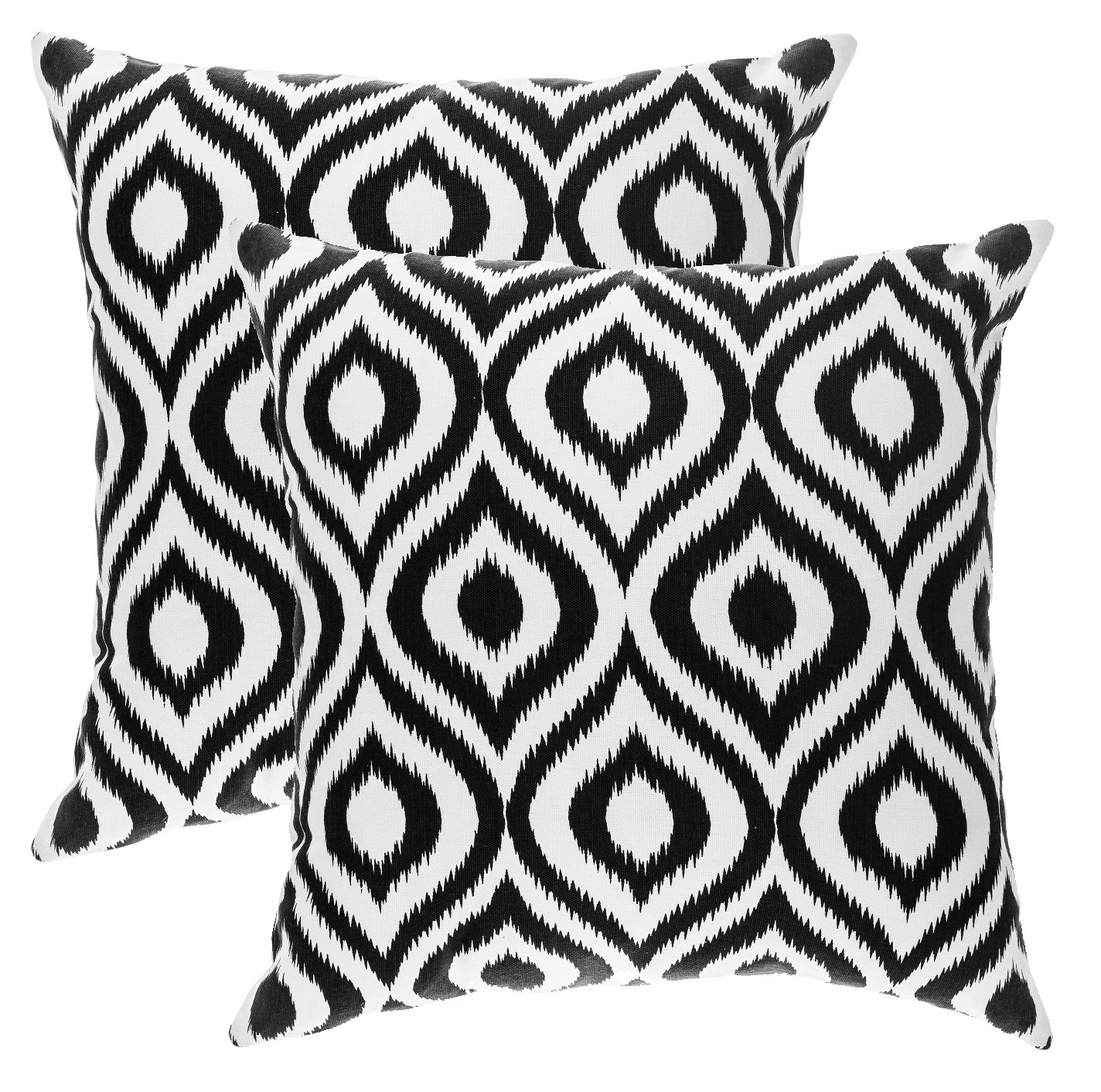 Treewool Black (2 Pack Ogee Ikat Accent Cotton Canvas Cushion Covers (45 X 45 Cm, & White)
