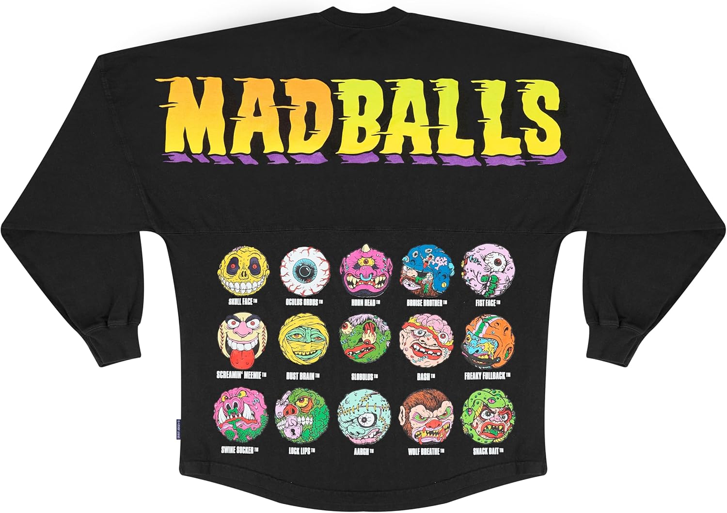Spirit Jersey Classic Madballs Jersey, Oversized, Unisex, Long Sleeve Pullover Shirt, 100% Cotton, Graphic Black