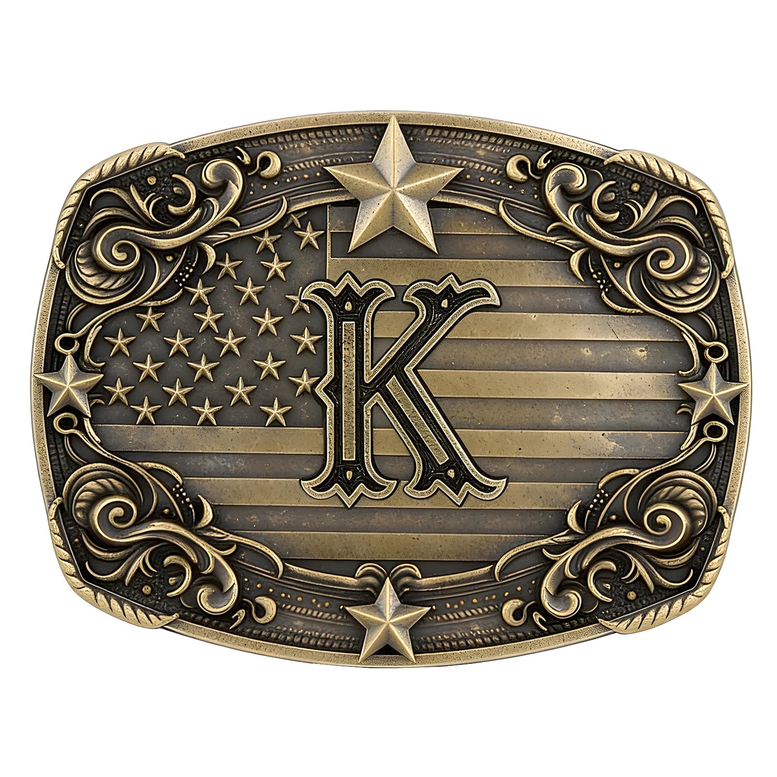Western Cowboy Vintage Rodeo A-Z Initial Letter Belt Buckle Men