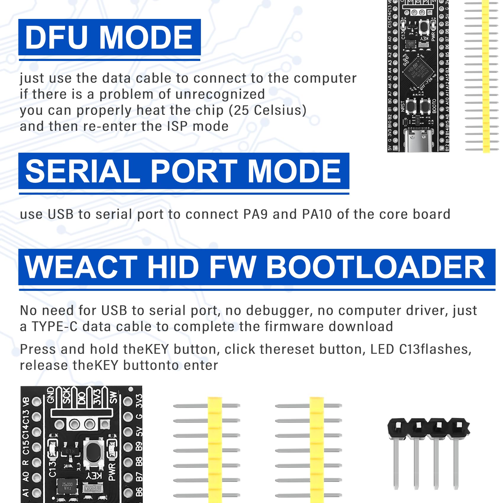 STM32F411 - Tavola di sviluppo STM32F411CEU6 STM32F4, supporto per programmazione MicroPython