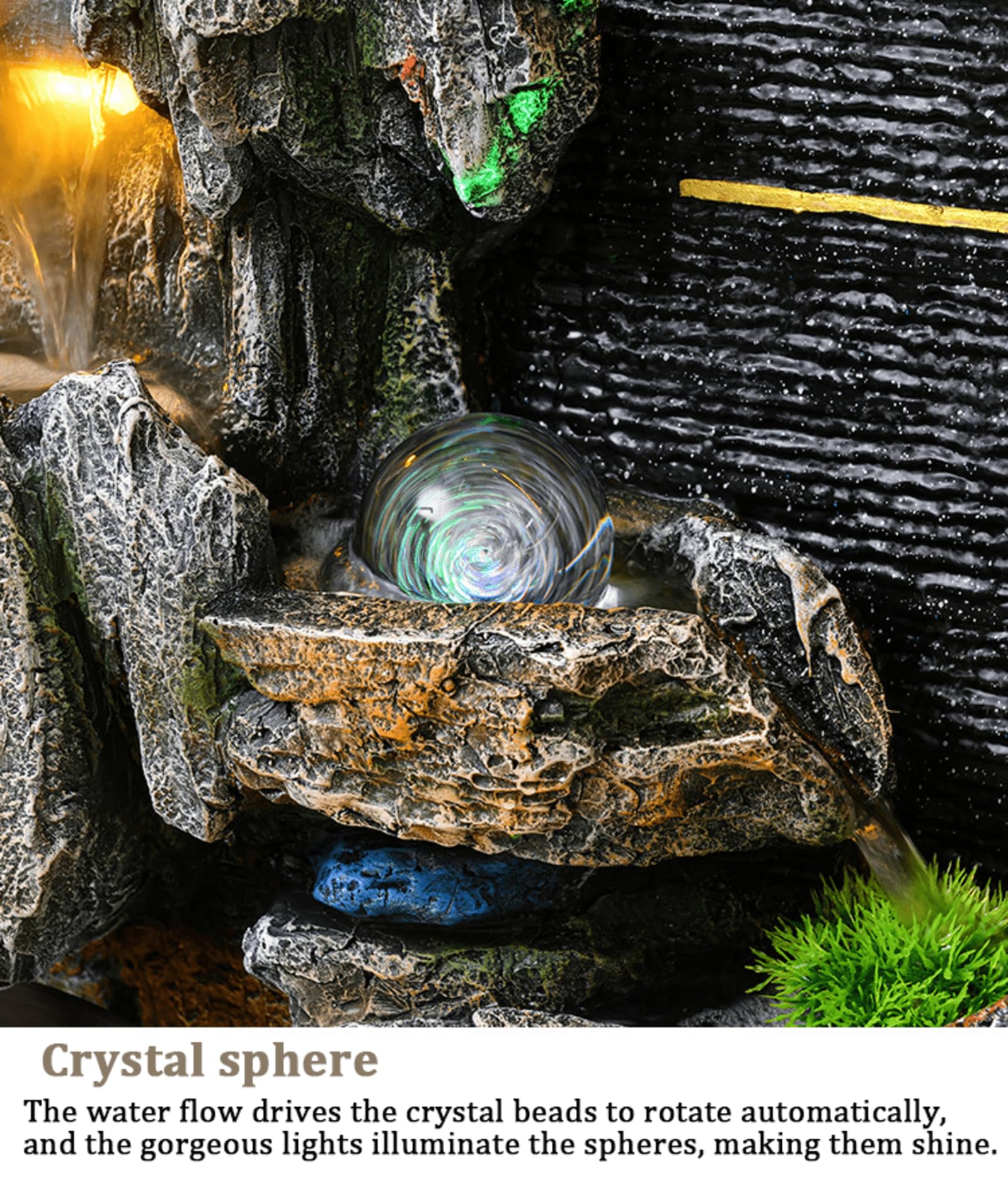 置物 Beautiful Rain Eco-Friendly Resin Peacock Zen Garden Indoor Water Fountain with