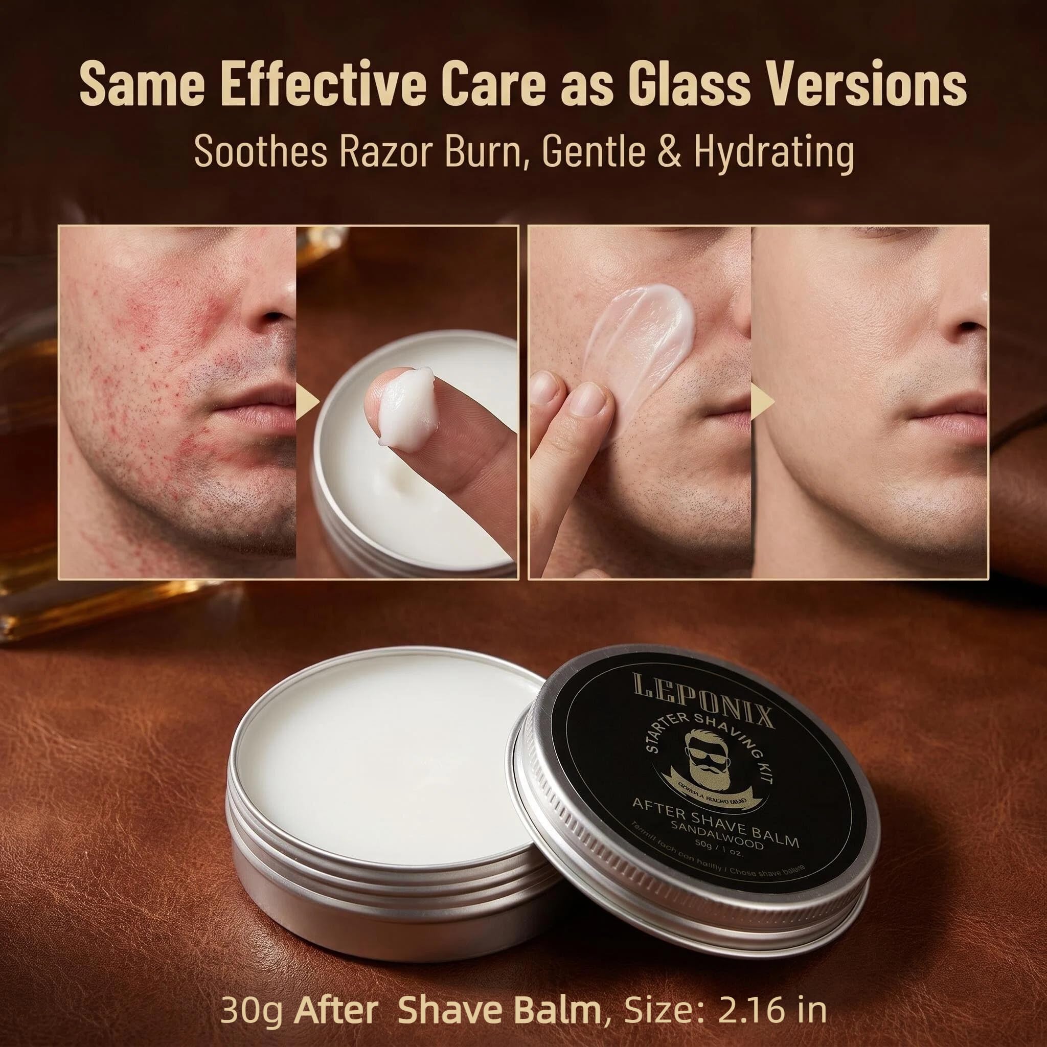 LEPONIX Men's Sandalwood Shaving Kit with Bowl and Brush