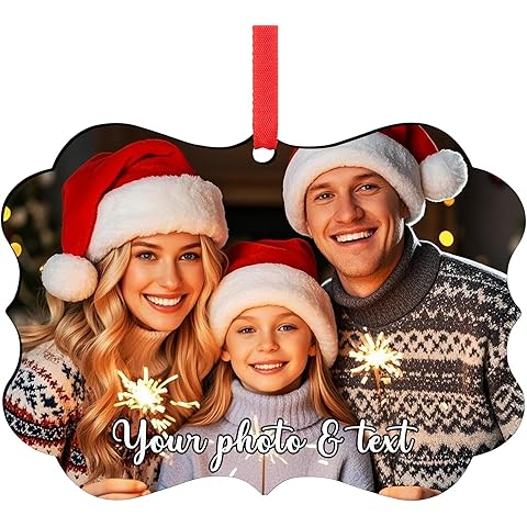 Personalized Family Christmas Ornaments 2025, Custom Photo Ornaments for Christmas Tree Decorations, Baby Shower, Engaged, Married, Family, Friends, Wood Keepsake Gift